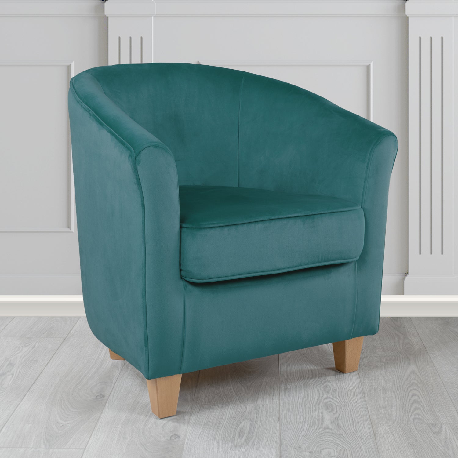 Devon Tub Chair in Passione Kingfisher PAS2720 Velvet Crib 5 Fabric - The Tub Chair Shop