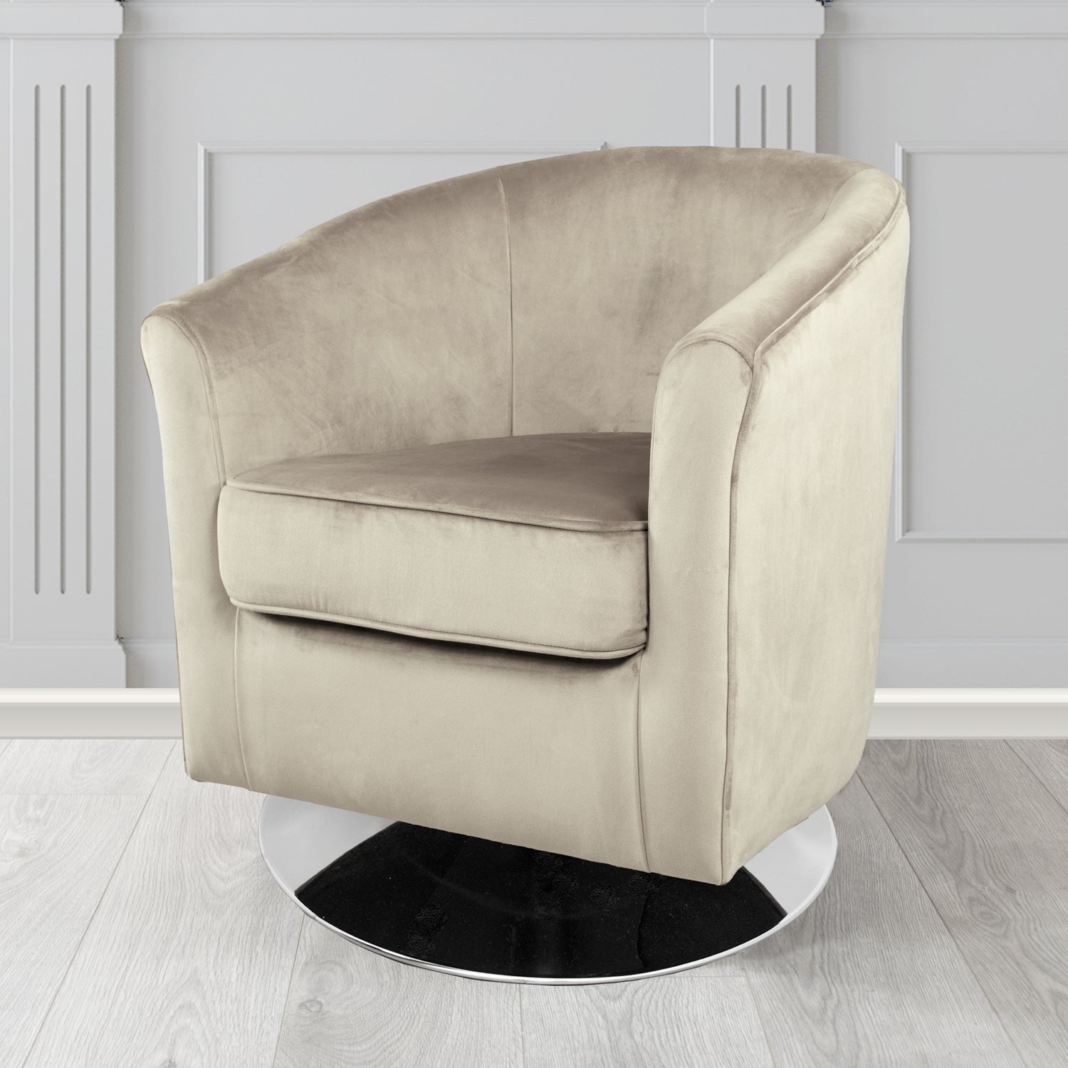 Devon Swivel Tub Chair in Passione Latte PAS2707 Velvet Crib 5 Fabric - The Tub Chair Shop