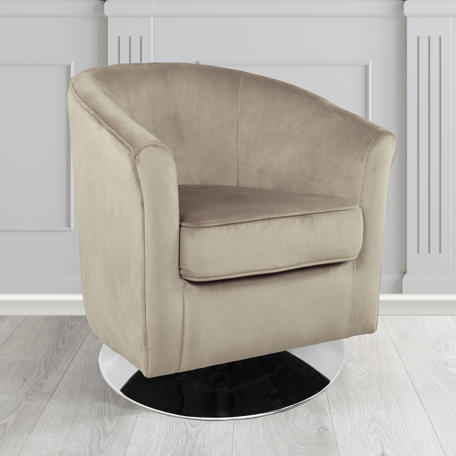 Devon Swivel Tub Chair in Passione Linen PAS2708 Velvet Crib 5 Fabric - The Tub Chair Shop