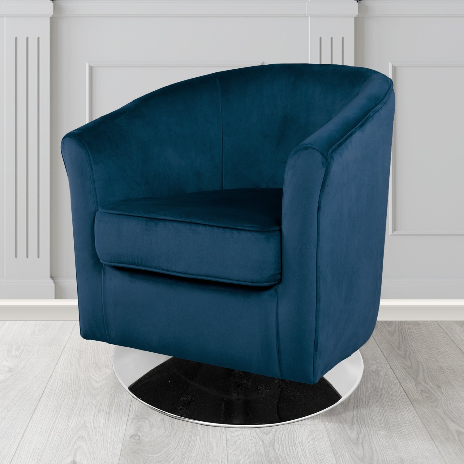 Devon Swivel Tub Chair in Passione Royal PAS2703 Velvet Crib 5 Fabric - The Tub Chair Shop