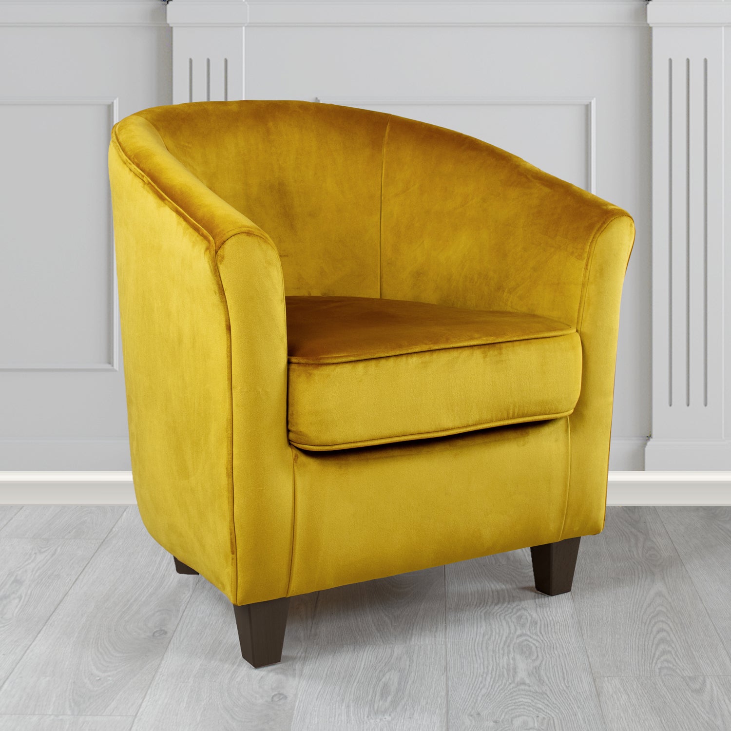 Devon Tub Chair in Passione Saffron PAS2704 Velvet Crib 5 Fabric - The Tub Chair Shop