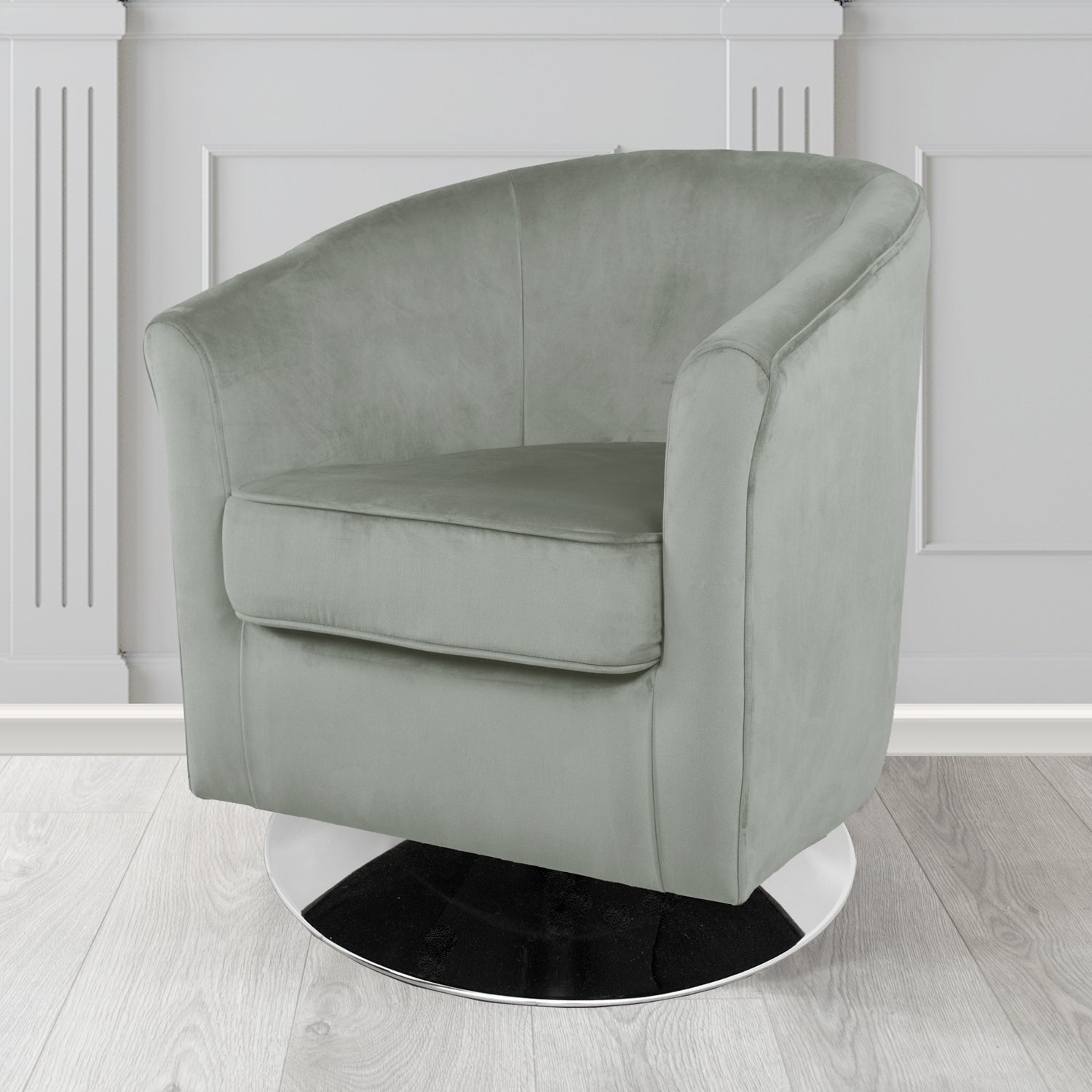 Devon Swivel Tub Chair in Passione Slate PAS2730 Velvet Crib 5 Fabric - The Tub Chair Shop