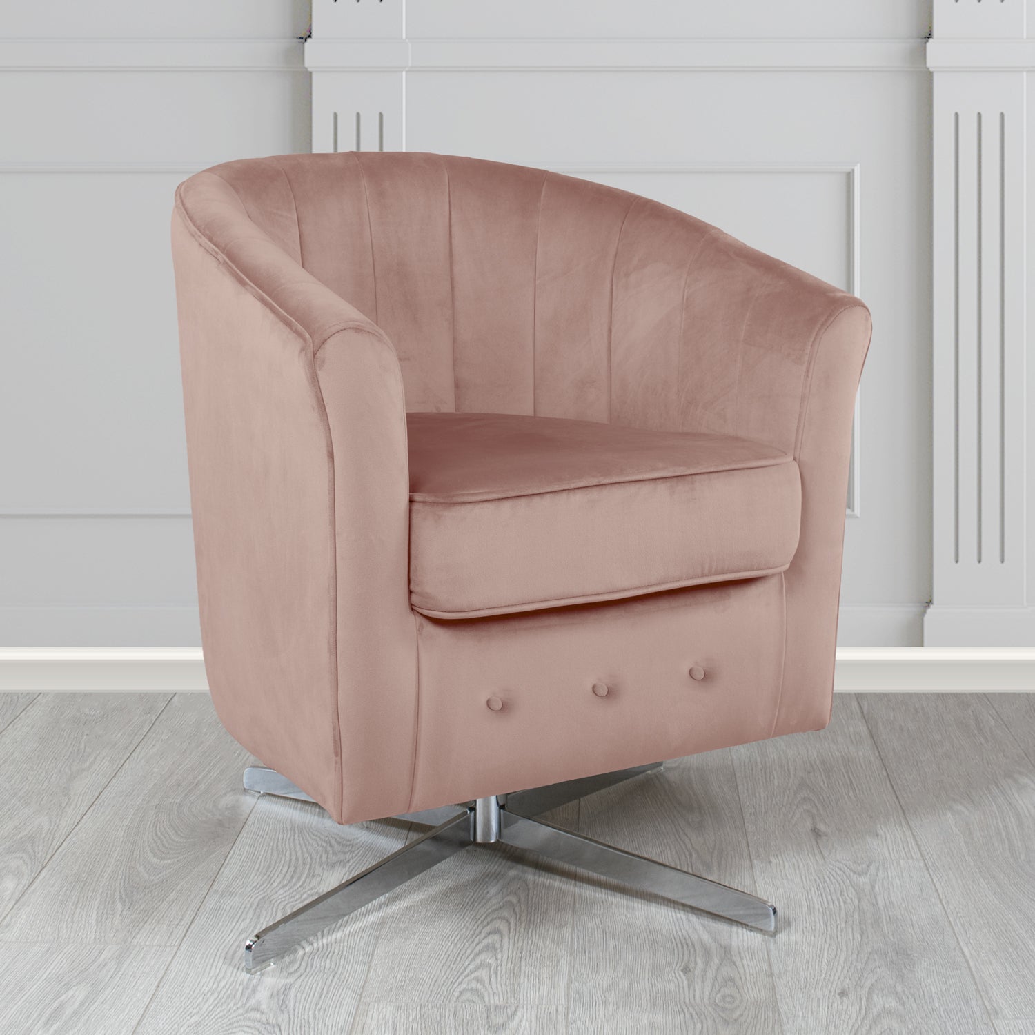 Doha Monaco Heather Plain Velvet Fabric Swivel Tub Chair - The Tub Chair Shop