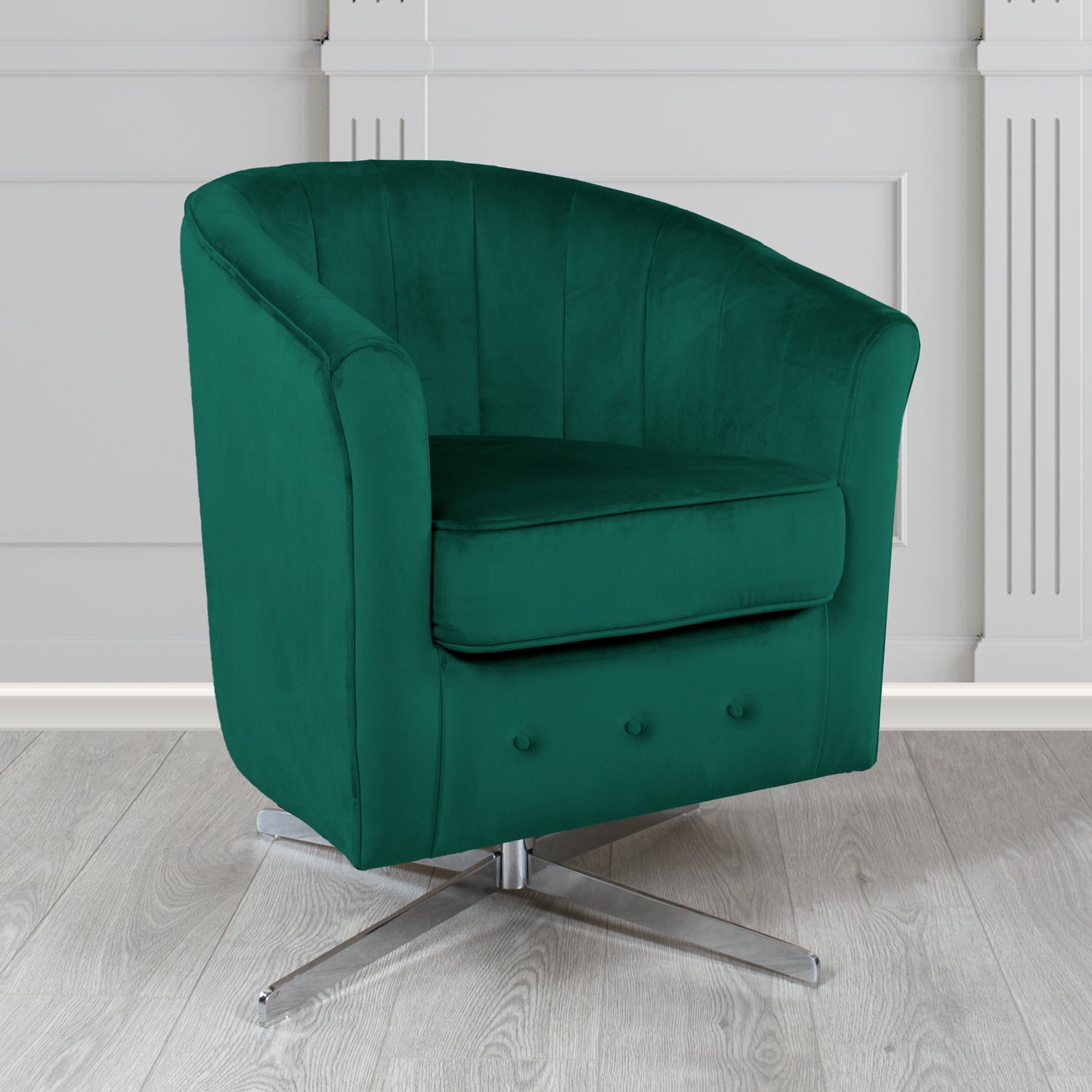 Doha Monaco Jasper Plain Velvet Fabric Swivel Tub Chair - The Tub Chair Shop