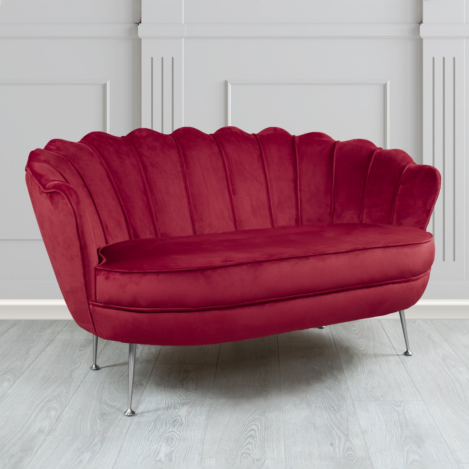 Olivia Passione Claret PAS2714 Velvet Fabric Shell 2 Seater Tub Sofa (4661454929962)