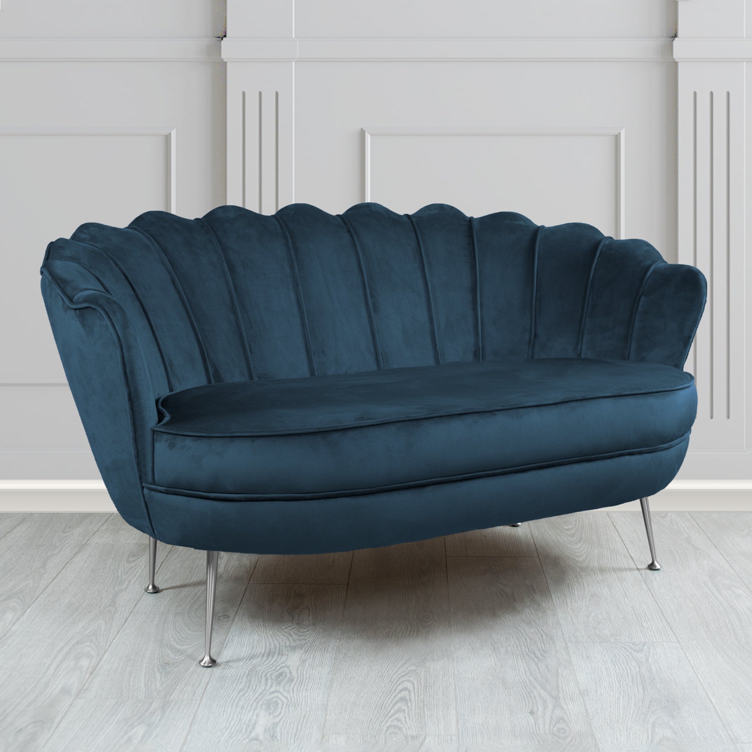 Olivia Passione Indigo PAS2722 Velvet Fabric Shell 2 Seater Tub Sofa (4661472428074)