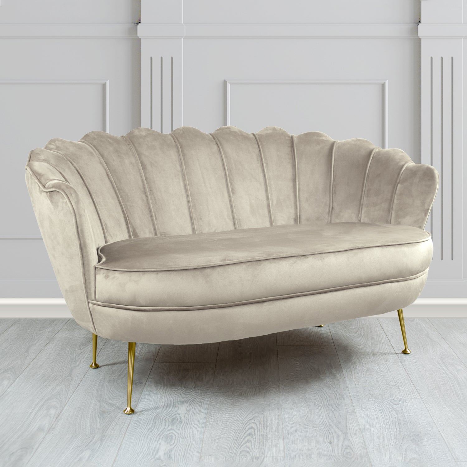 Olivia Passione Latte PAS2707 Velvet Fabric Shell 2 Seater Tub Sofa (4661476294698)