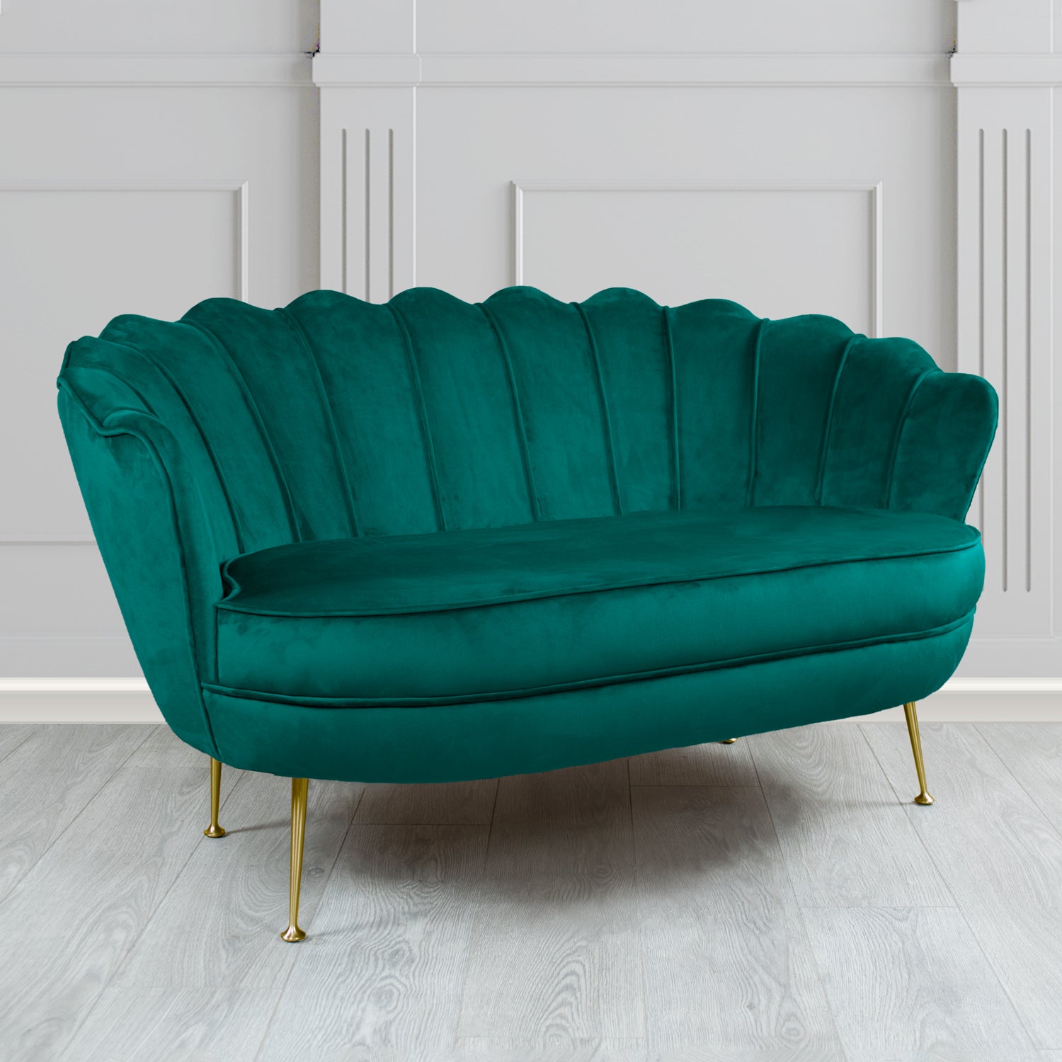 Olivia Passione Peacock PAS2716 Velvet Fabric Shell 2 Seater Tub Sofa (4661496021034)