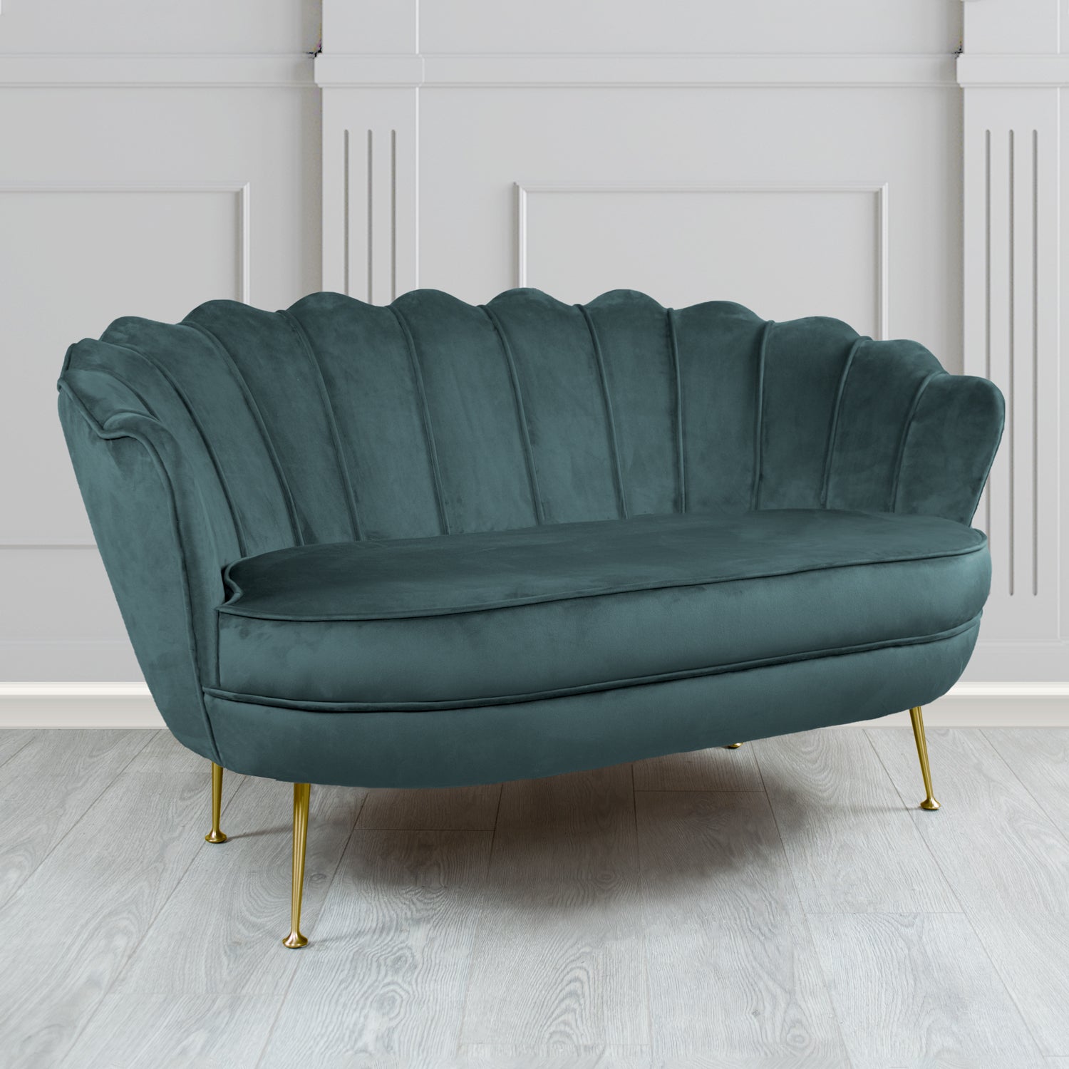 Olivia Passione Petrol PAS2721 Velvet Fabric Shell 2 Seater Tub Sofa (4661497430058)