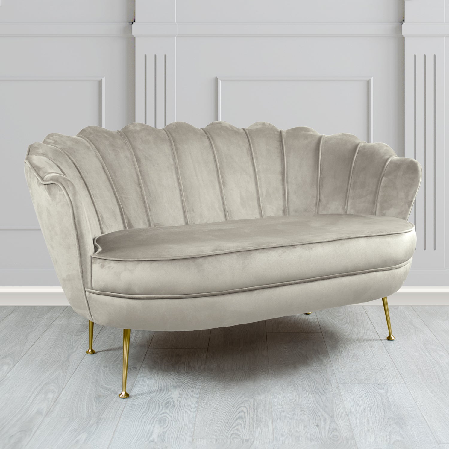 Olivia Passione Silver PAS2699 Velvet Fabric Shell 2 Seater Tub Sofa (4661515747370)