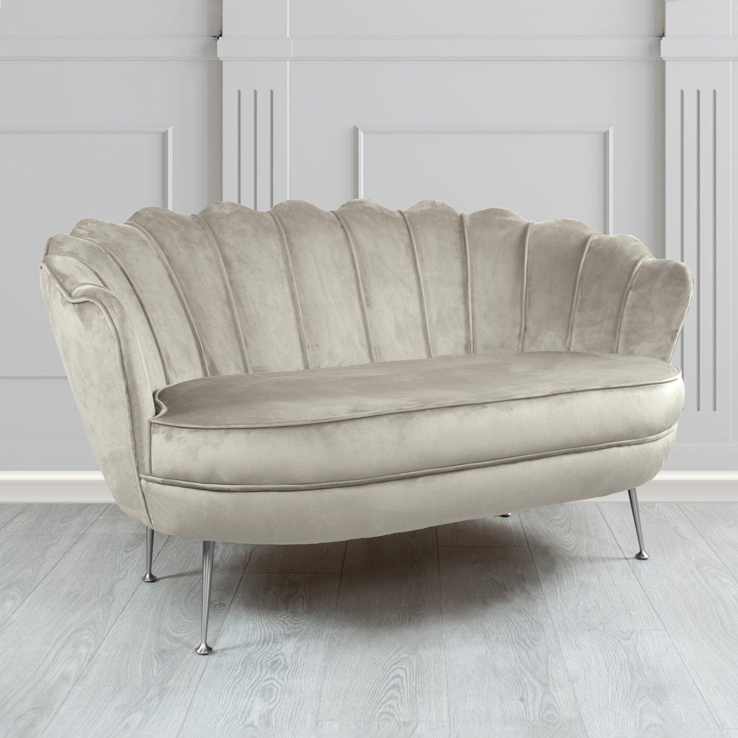 Olivia Passione Silver PAS2699 Velvet Fabric Shell 2 Seater Tub Sofa (4661515747370)