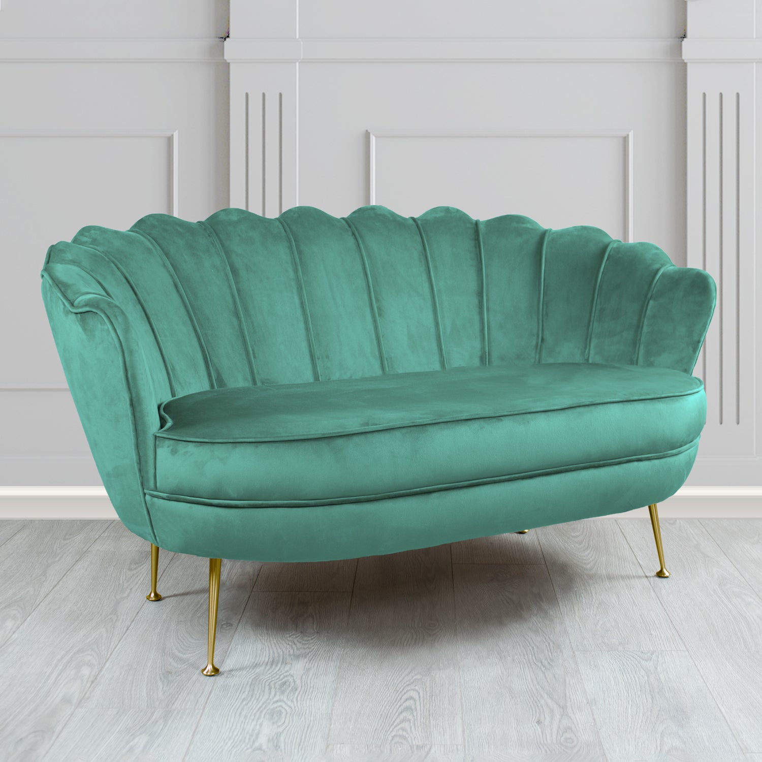 Olivia Passione Teal PAS2717 Velvet Fabric Shell 2 Seater Tub Sofa (4661518041130)