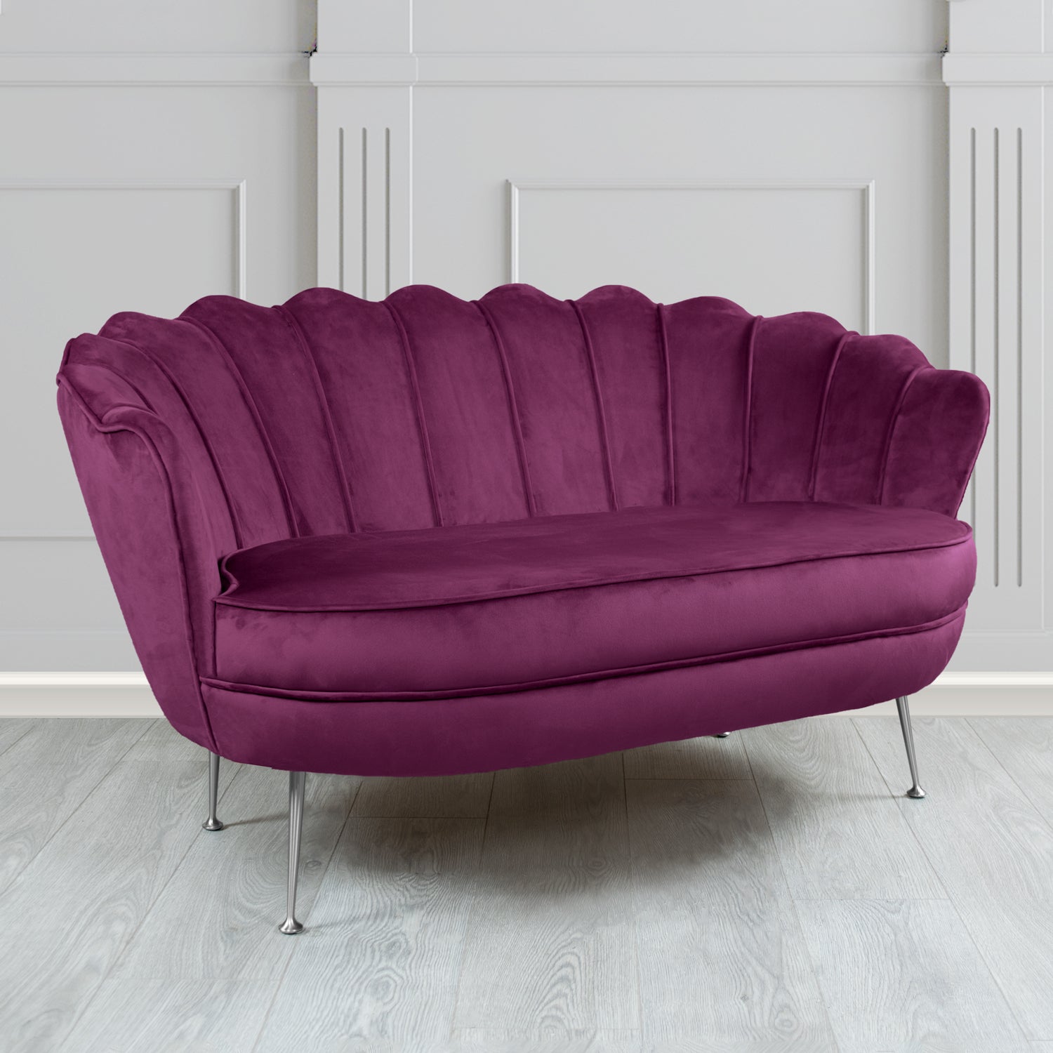 Olivia Monaco Amethyst Plain Velvet Fabric 2 Seater Shell Sofa - The Tub Chair Shop