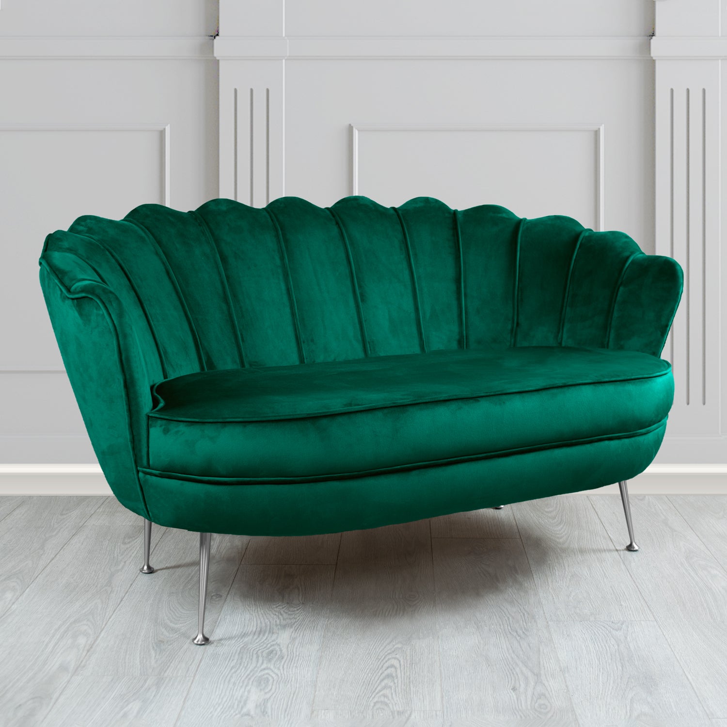 Olivia Monaco Jasper Plain Velvet Fabric 2 Seater Shell Sofa - The Tub Chair Shop