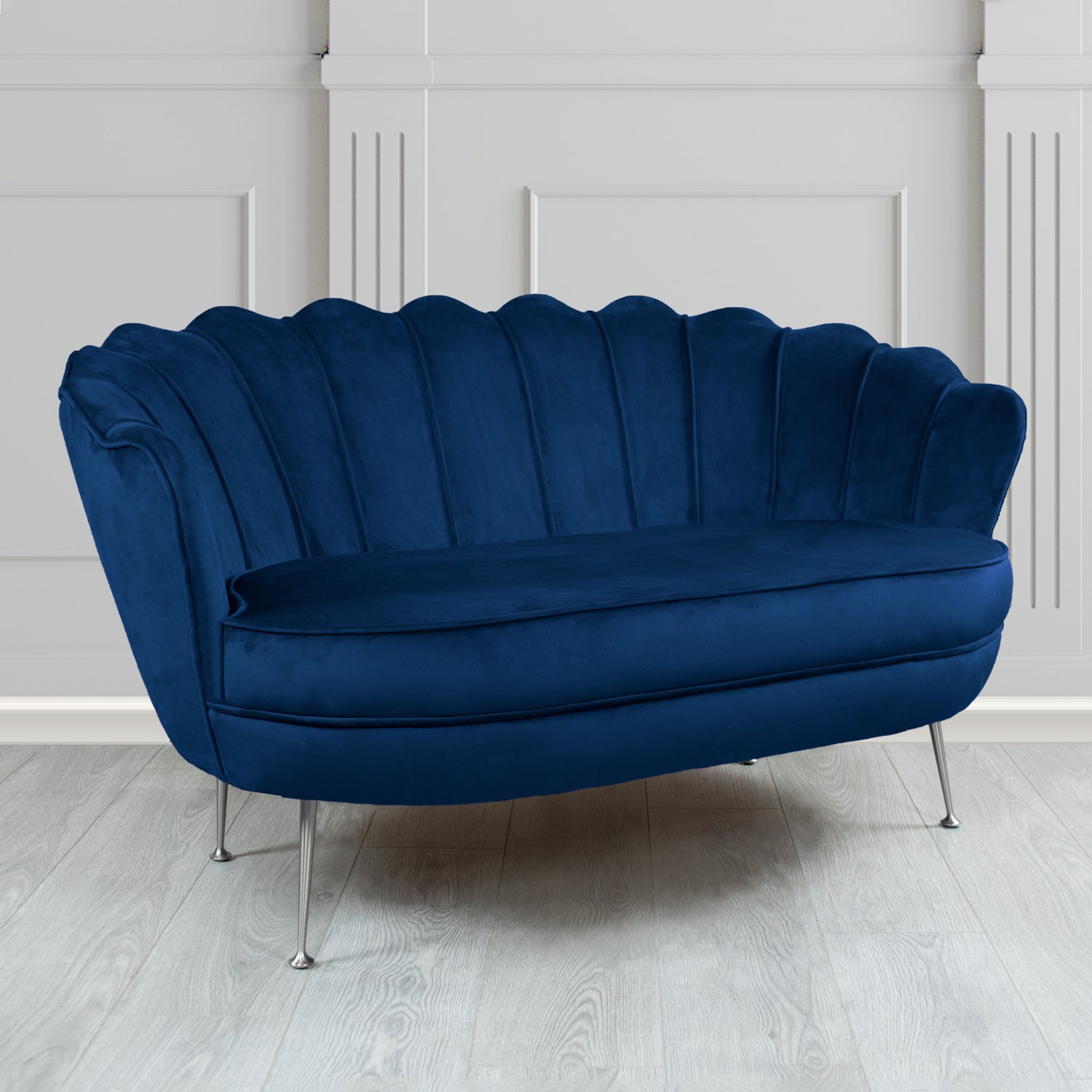 Olivia Monaco Royal Plain Velvet Fabric 2 Seater Shell Sofa - The Tub Chair Shop