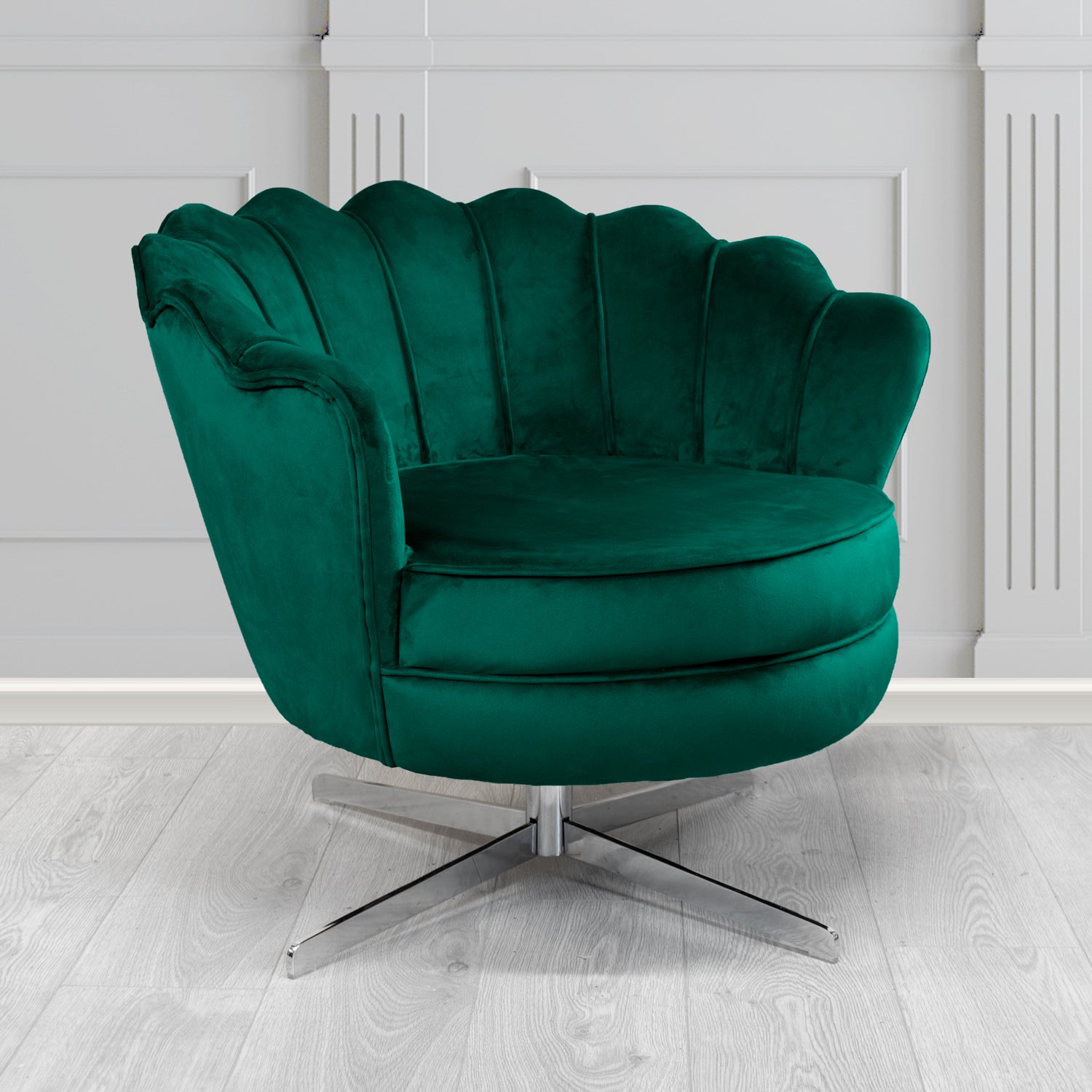 Olivia Monaco Jasper Plain Velvet Fabric Swivel Shell Chair - The Tub Chair Shop