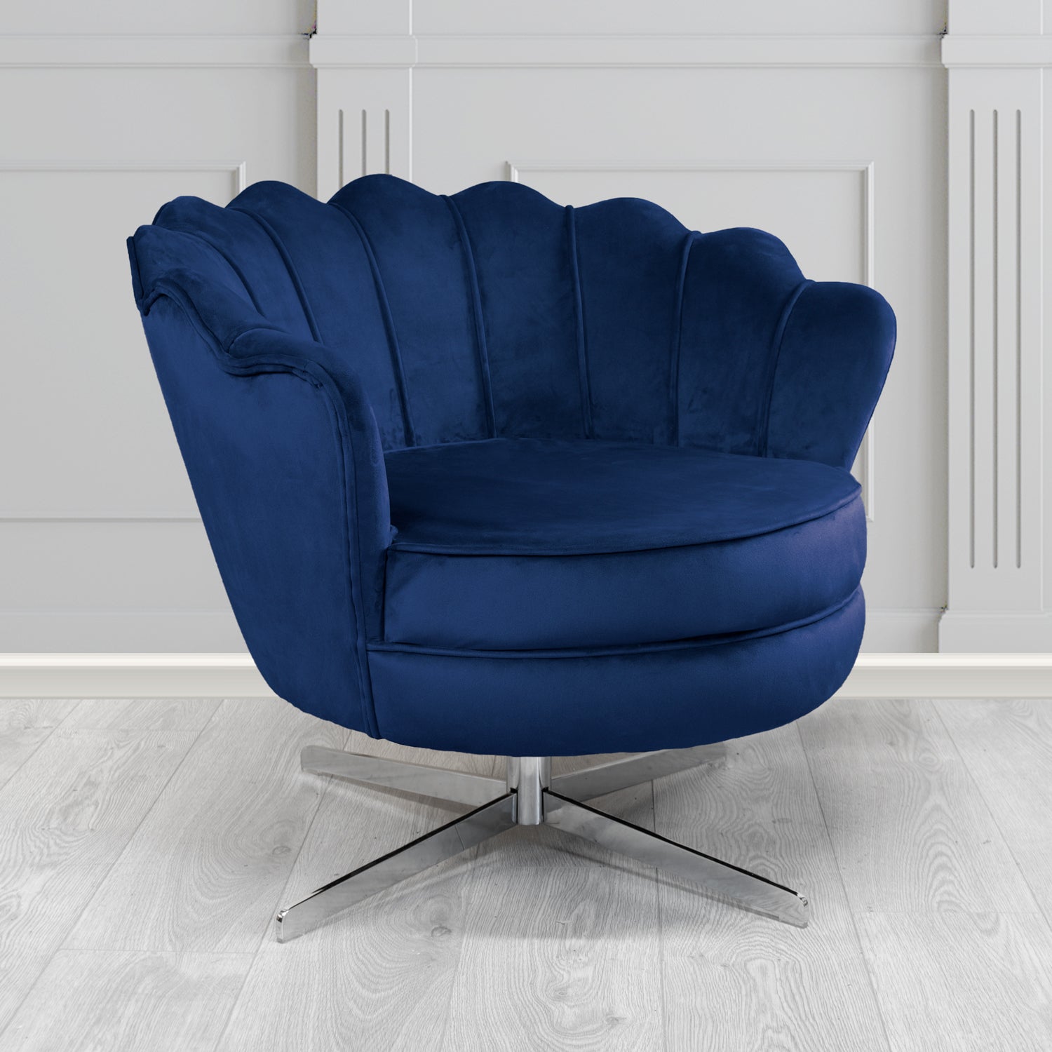Olivia Monaco Royal Plain Velvet Fabric Swivel Shell Chair - The Tub Chair Shop