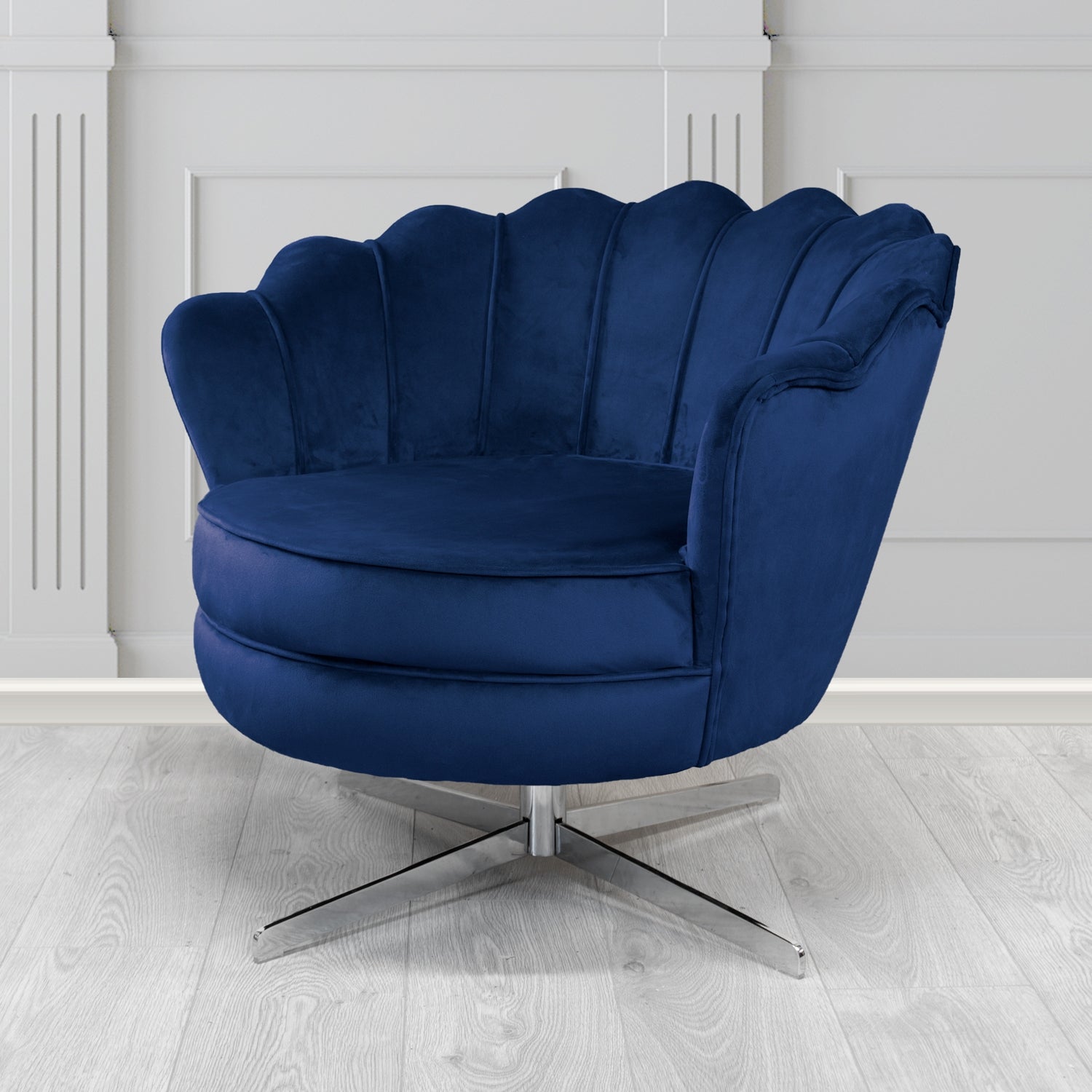 Olivia Monaco Royal Plain Velvet Fabric Swivel Shell Chair - The Tub Chair Shop