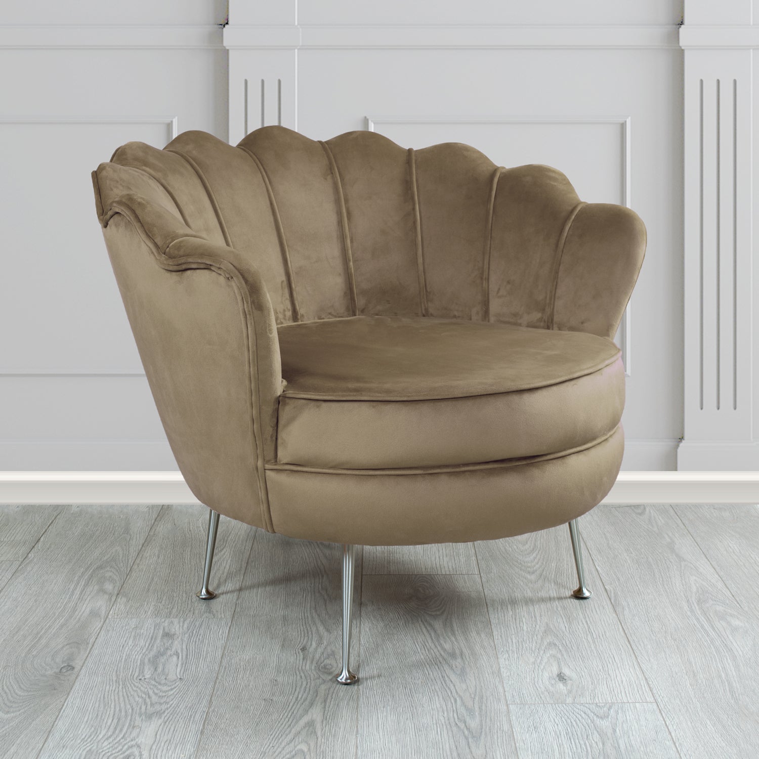 Olivia Monaco Biscuit Plain Velvet Fabric Shell Chair - The Tub Chair Shop