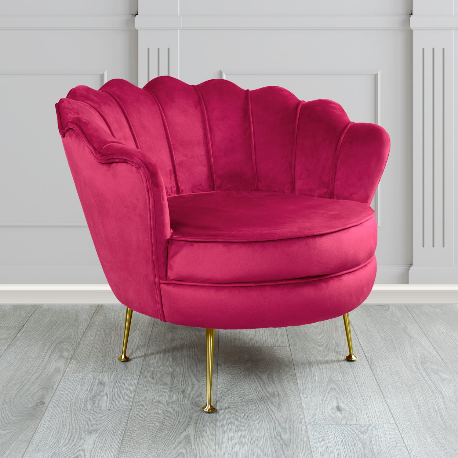Olivia Monaco Boysenberry Plain Velvet Fabric Shell Chair - The Tub Chair Shop
