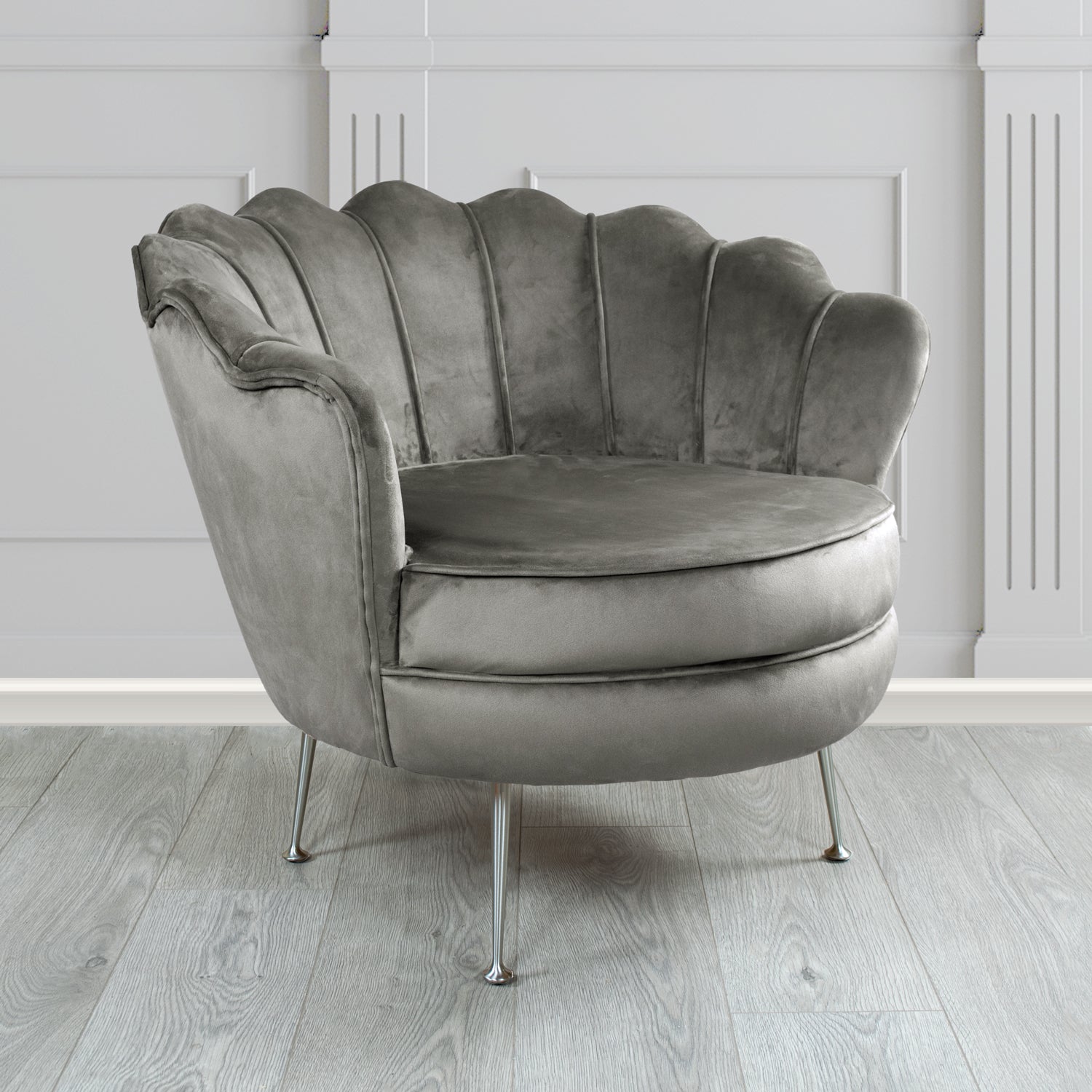 Olivia Monaco Charcoal Plain Velvet Fabric Shell Chair - The Tub Chair Shop
