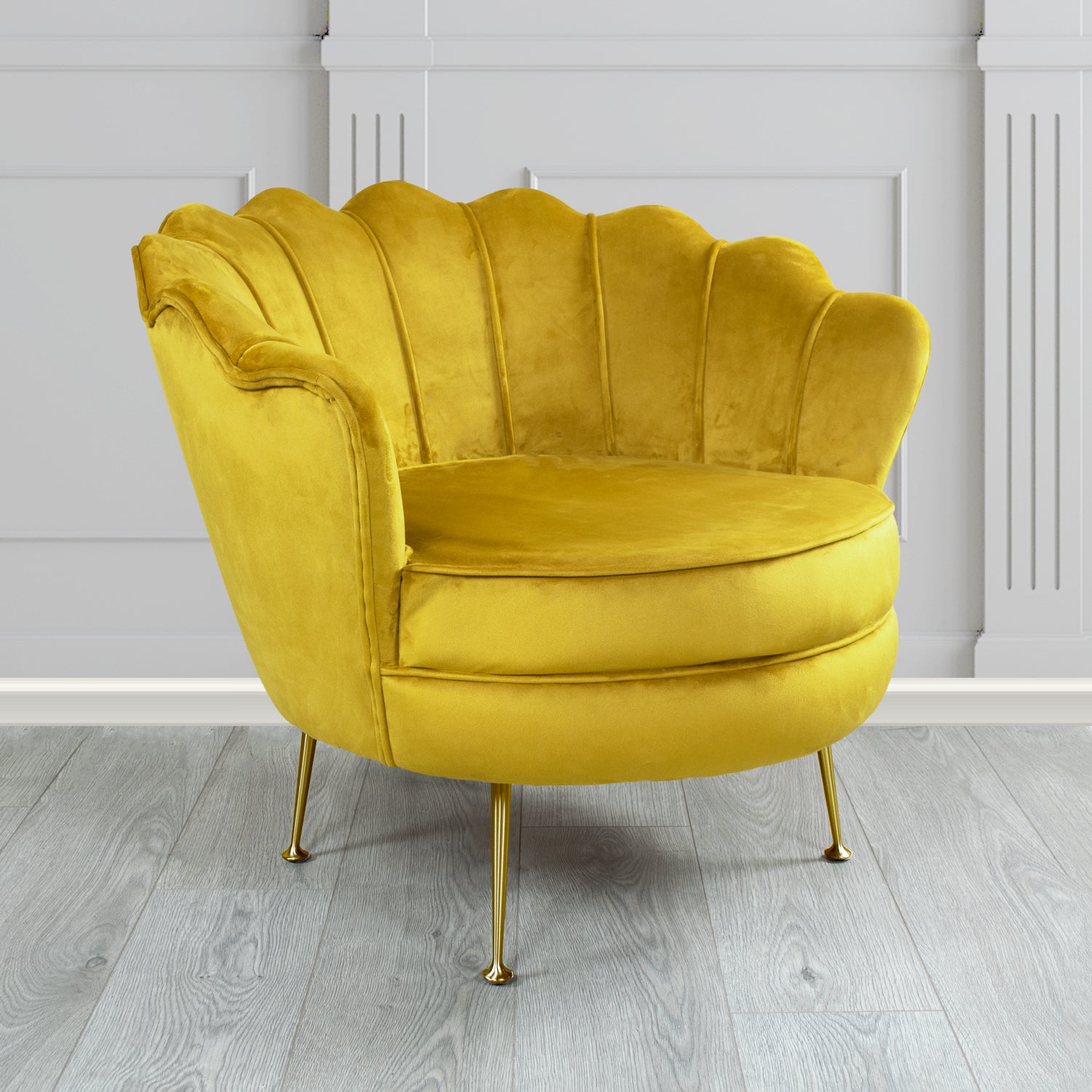 Olivia Monaco Lemon Plain Velvet Fabric Shell Chair - The Tub Chair Shop