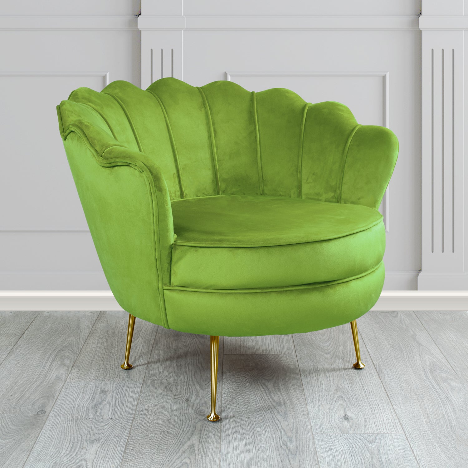 Olivia Monaco Olive Plain Velvet Fabric Shell Chair - The Tub Chair Shop