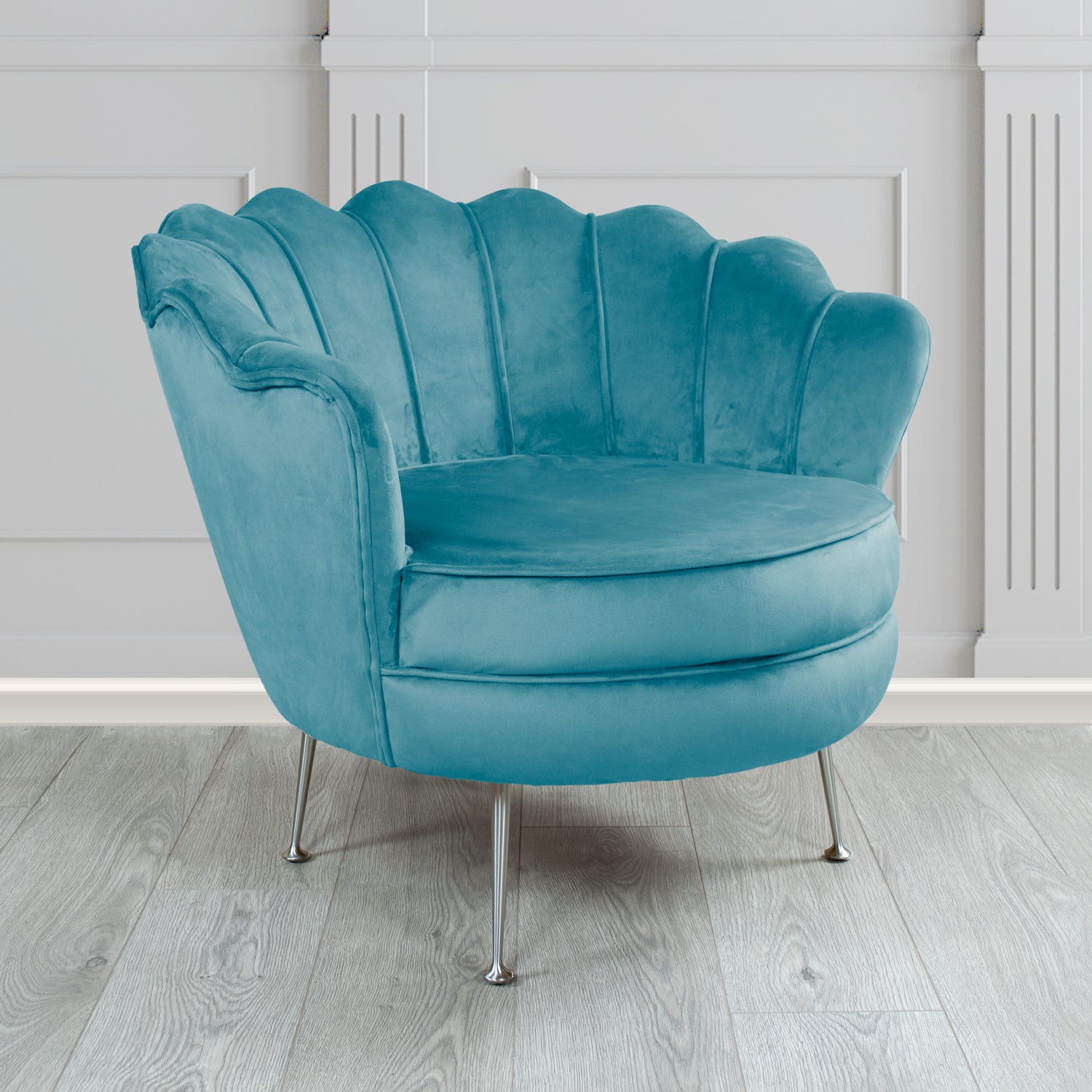 Olivia Monaco Sky Plain Velvet Fabric Shell Chair - The Tub Chair Shop