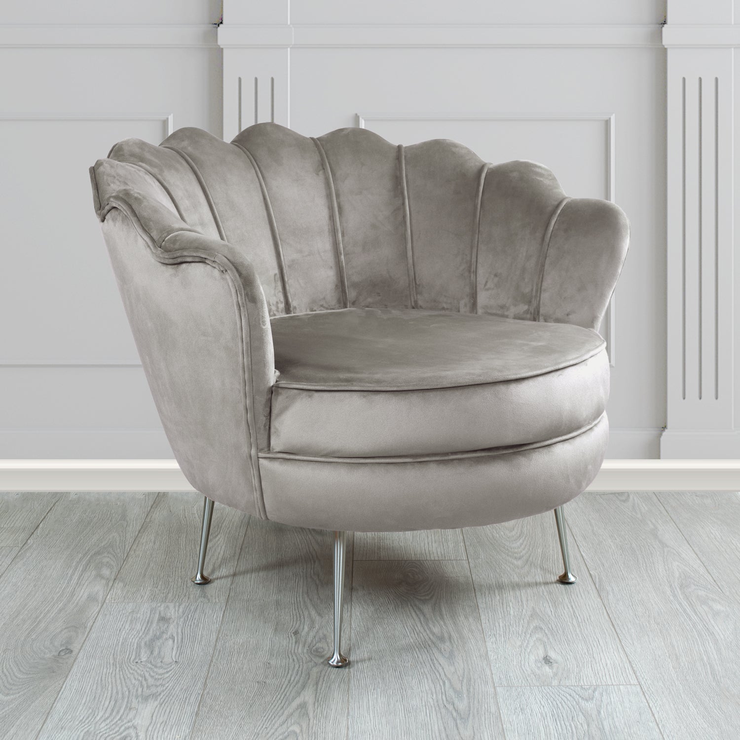 Olivia Monaco Steel Plain Velvet Fabric Shell Chair - The Tub Chair Shop