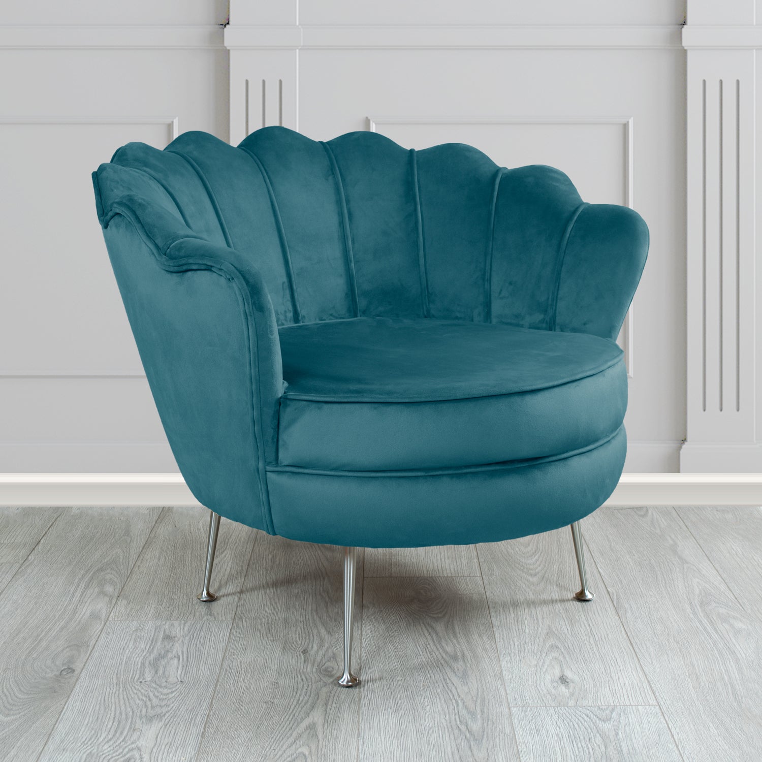 Olivia Monaco Teal Plain Velvet Fabric Shell Chair - The Tub Chair Shop