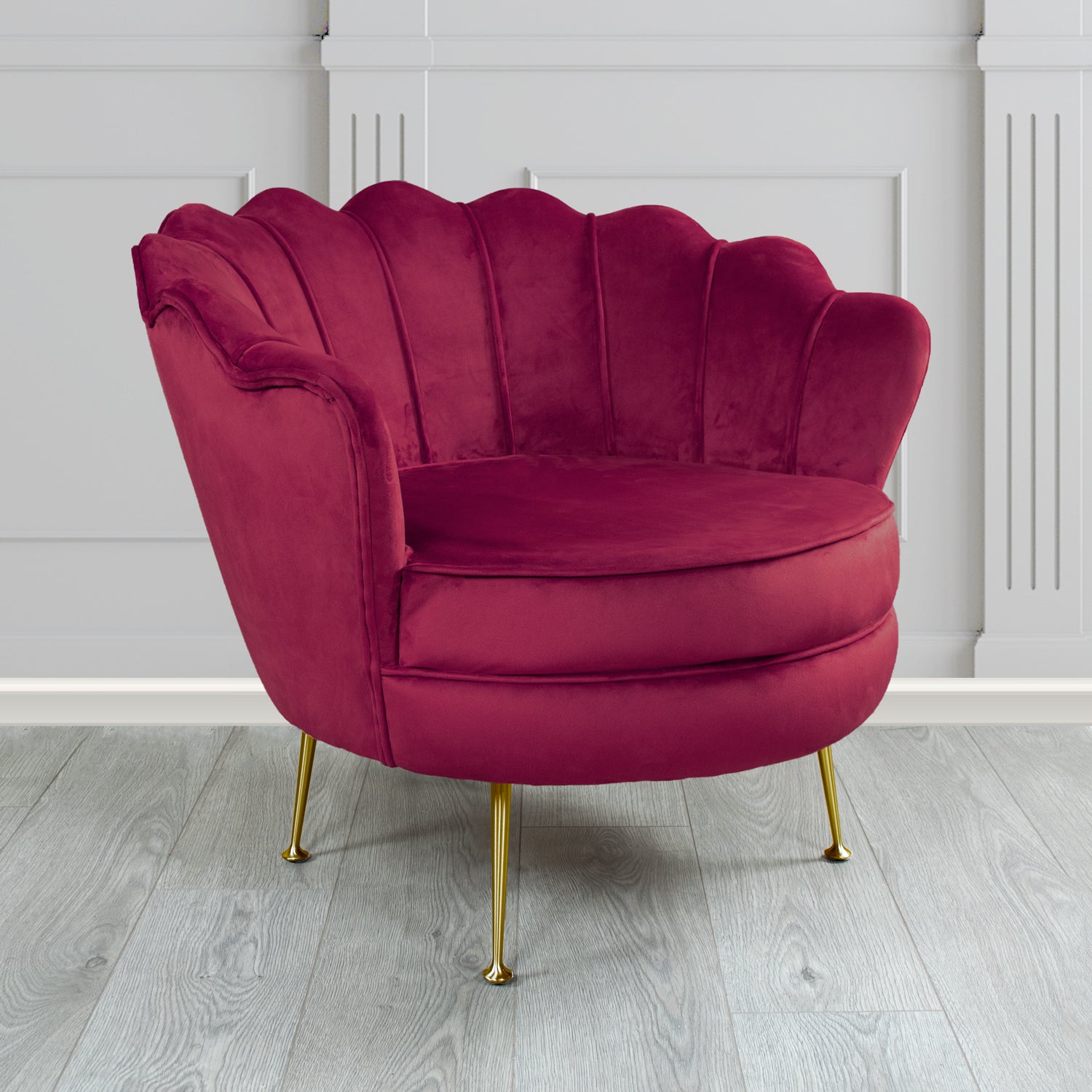 Olivia Monaco Wine Plain Velvet Fabric Shell Chair - The Tub Chair Shop