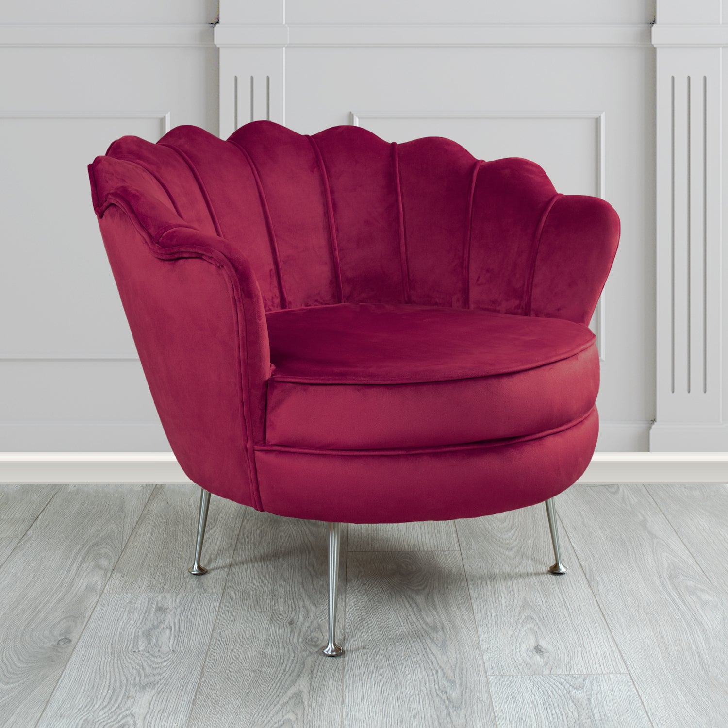 Olivia Monaco Wine Plain Velvet Fabric Shell Chair - The Tub Chair Shop