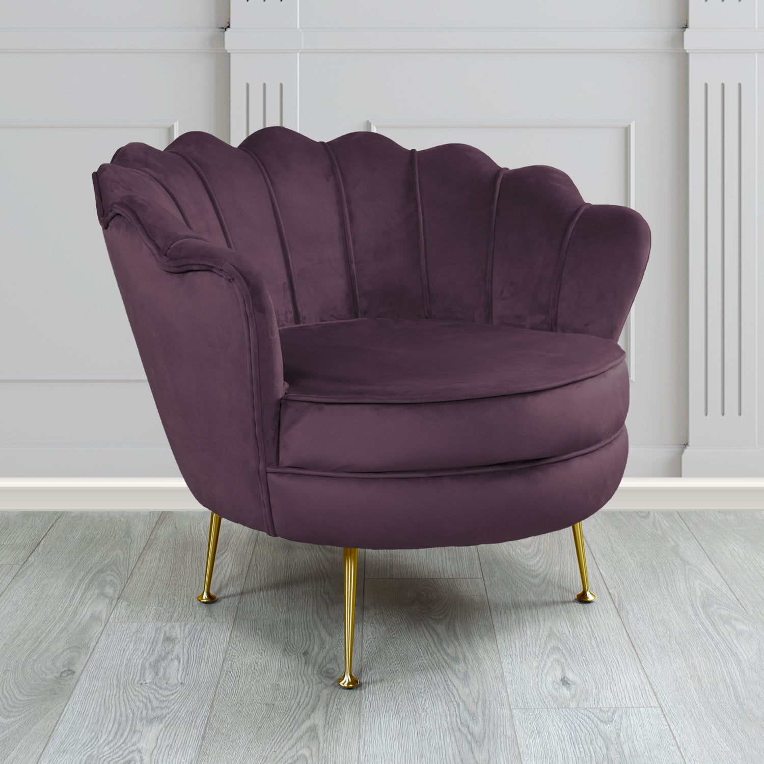 Olivia Passione Aubergine PAS2700 Velvet Fabric Shell Tub Chair (4659486097450)