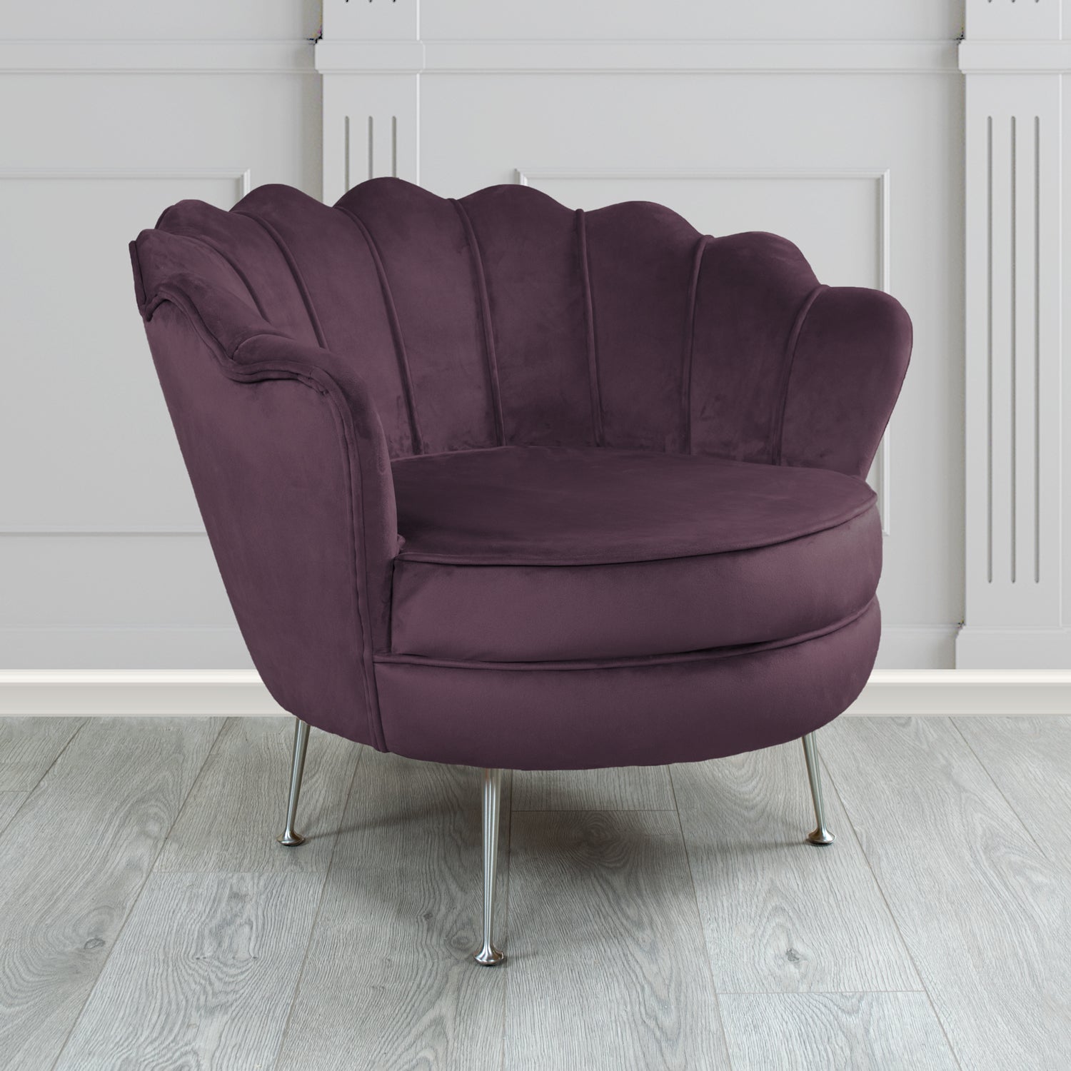 Olivia Passione Aubergine PAS2700 Velvet Fabric Shell Tub Chair (4659486097450)