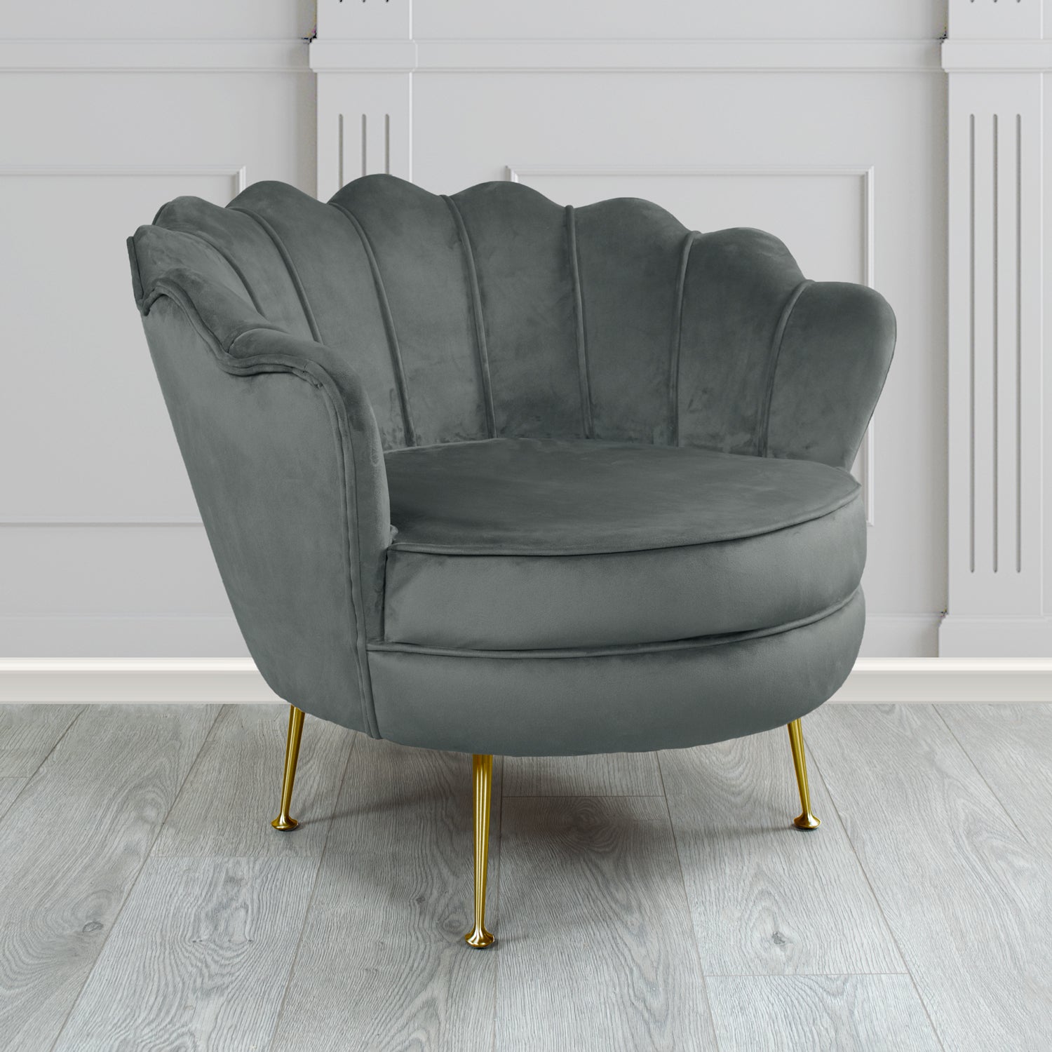 Olivia Passione Granite PAS2702 Velvet Fabric Shell Tub Chair (4659523485738)