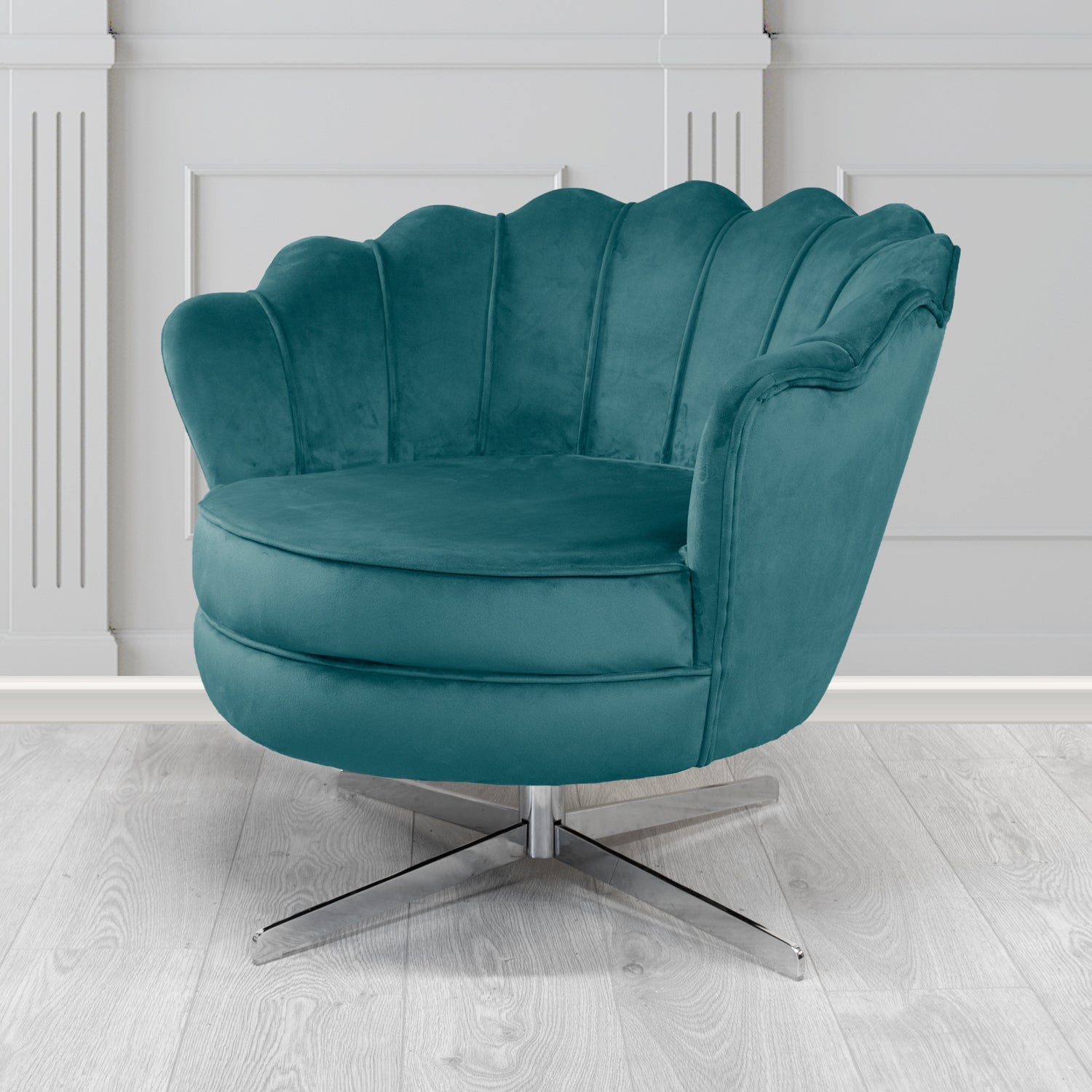 Olivia Passione Kingfisher PAS2720 Velvet Fabric Shell Swivel Tub Chair (4681151938602)