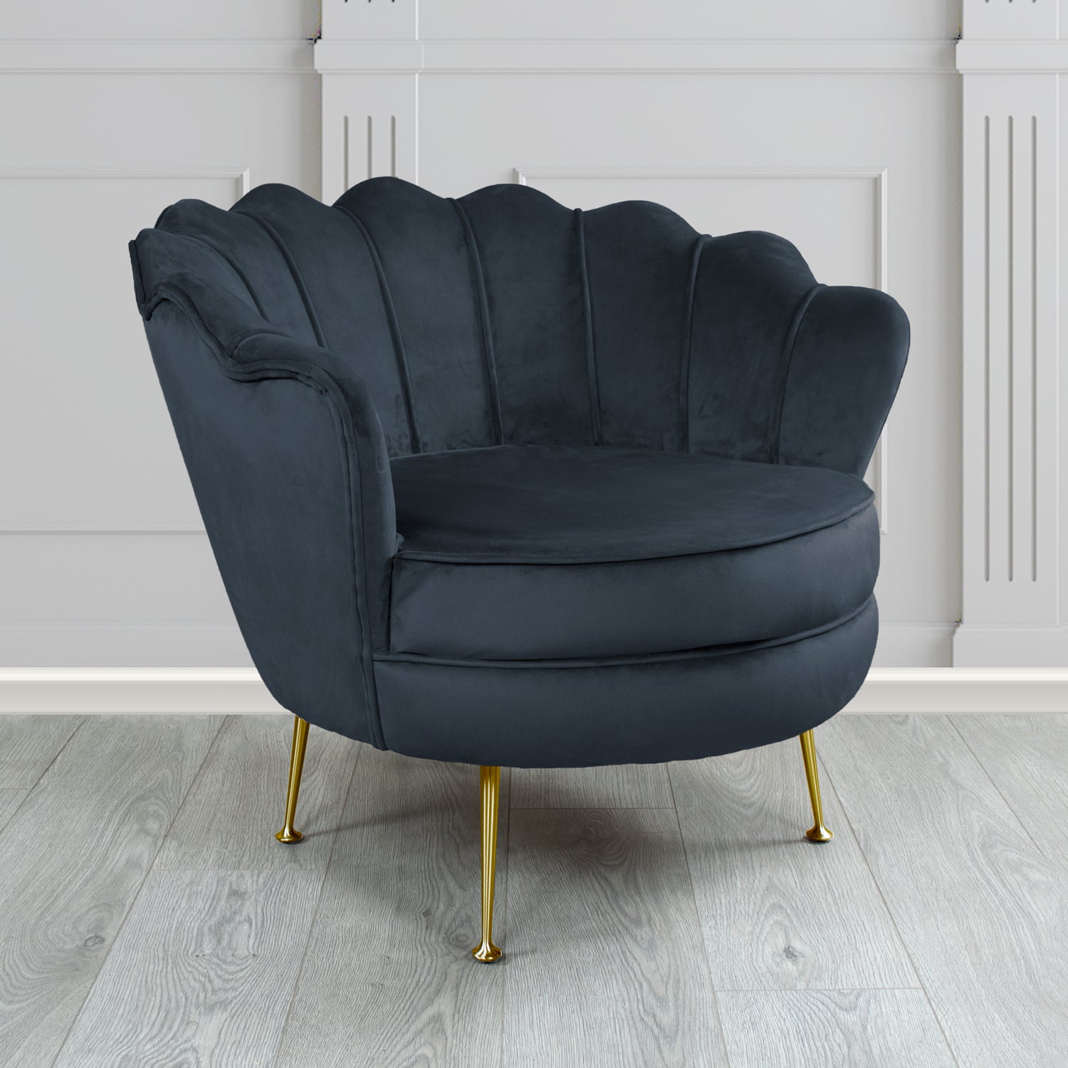 Olivia Passione Midnight PAS2723 Velvet Fabric Shell Tub Chair (4659538165802)