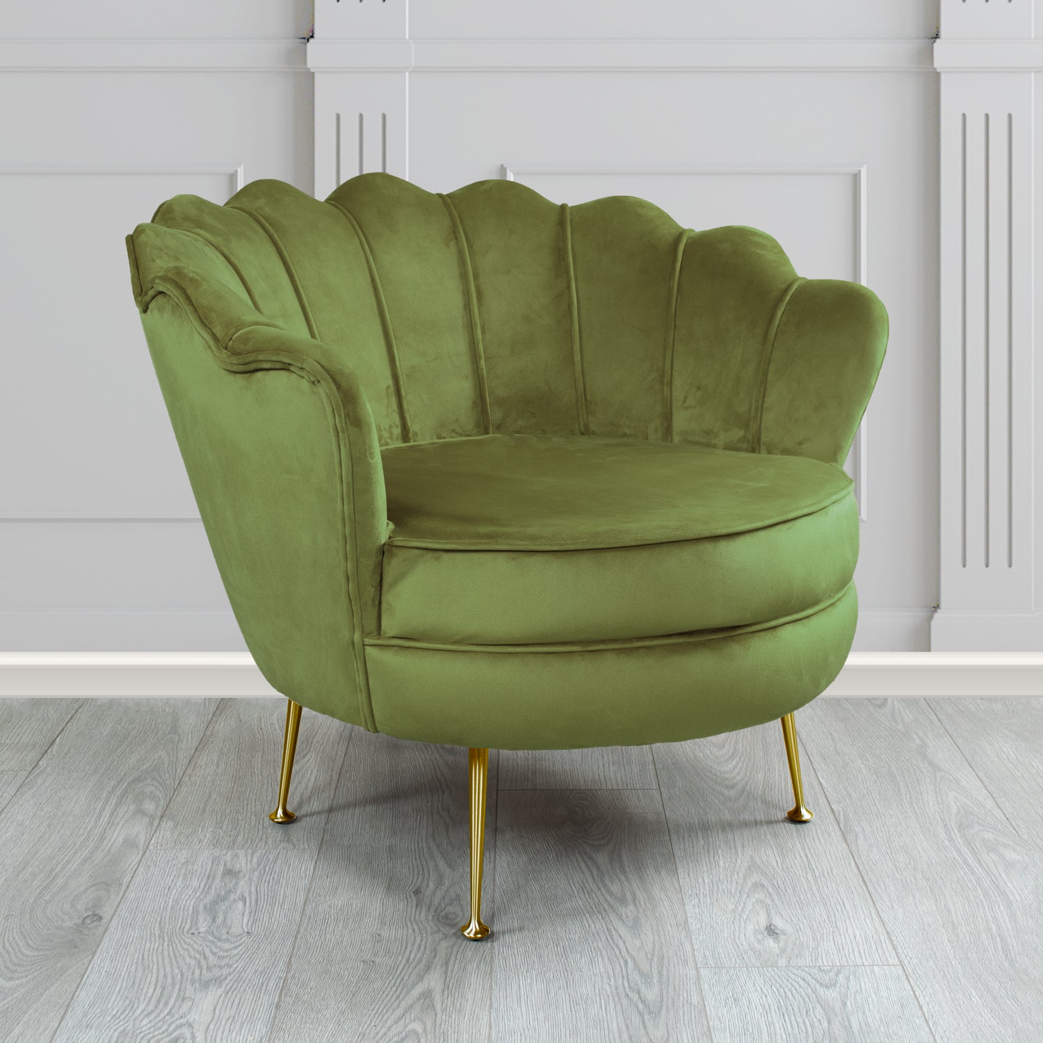 Olivia Passione Olive PAS2715 Velvet Fabric Shell Tub Chair (4660073234474)