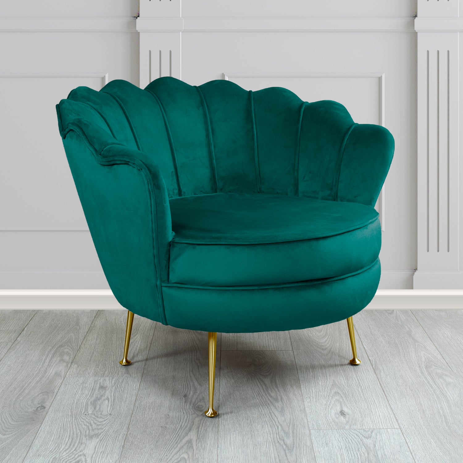Olivia Passione Peacock PAS2716 Velvet Fabric Shell Tub Chair (4660082573354)