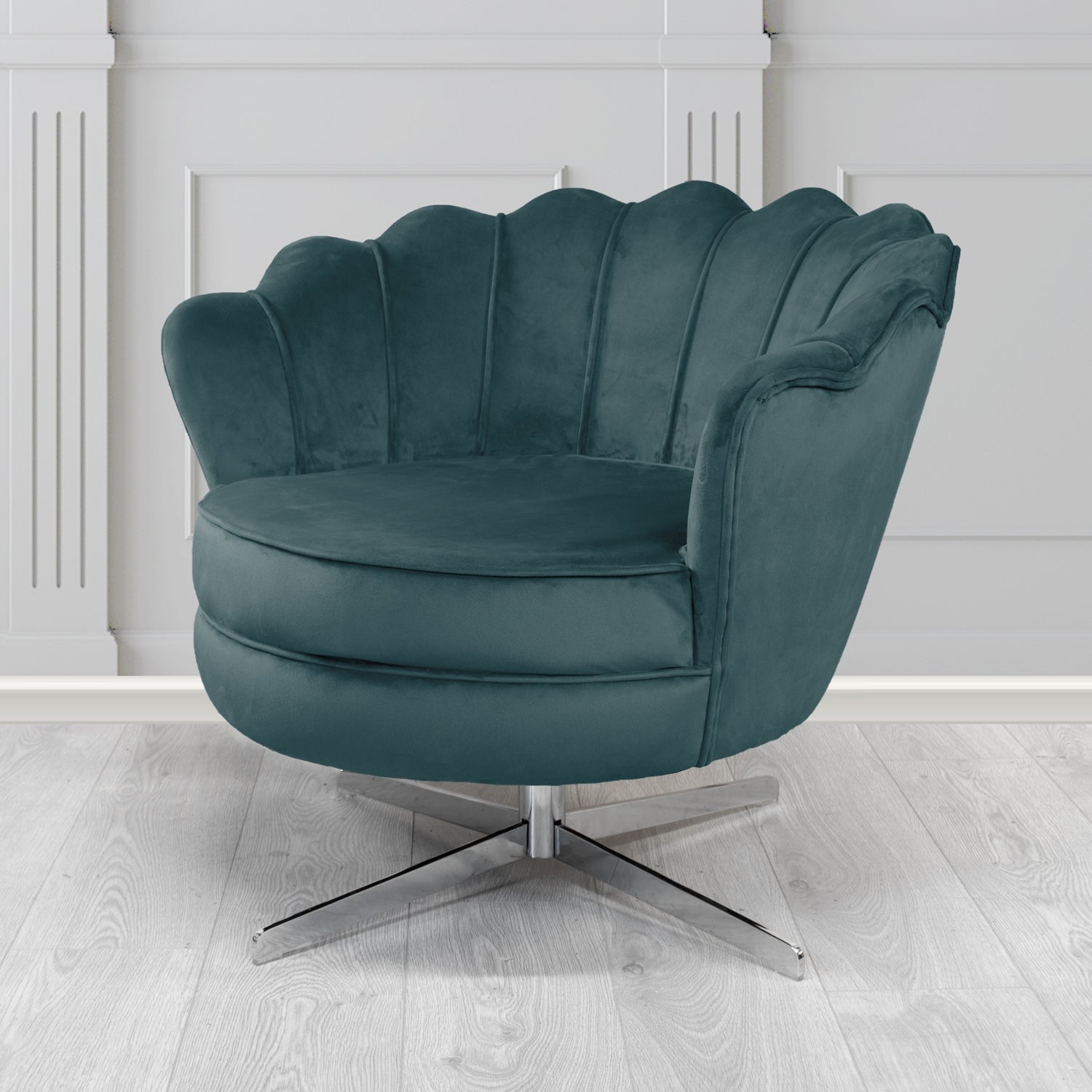 Olivia Passione Petrol PAS2721 Velvet Fabric Shell Swivel Tub Chair (4681156886570)