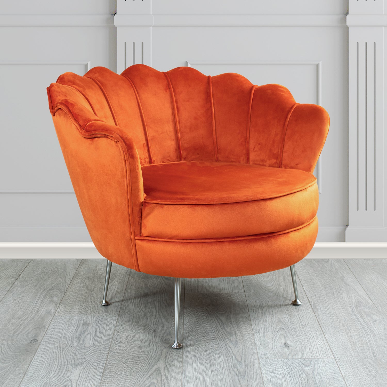 Olivia Passione Pumpkin PAS2854 Velvet Fabric Shell Tub Chair (4660097286186)