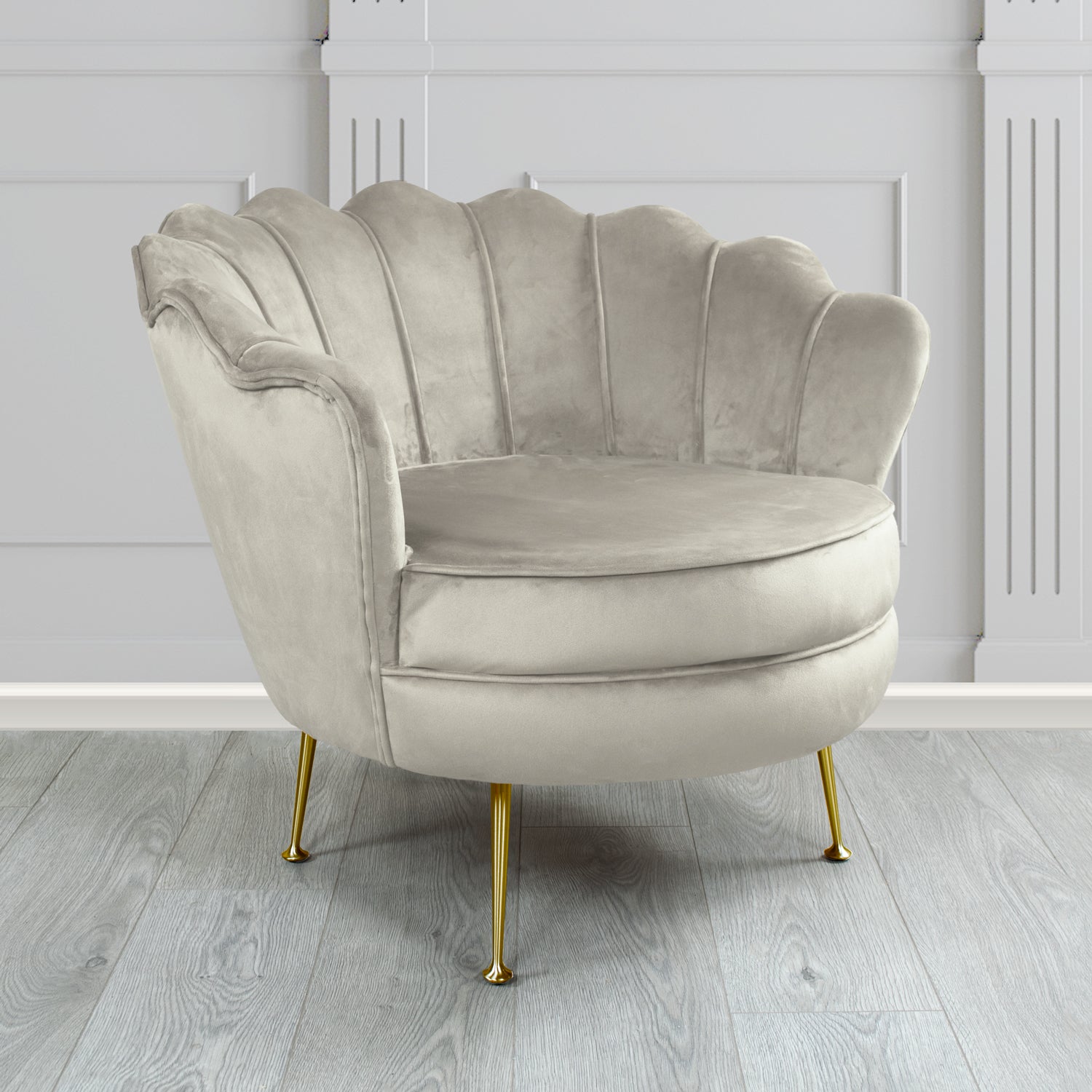 Olivia Passione Silver PAS2699 Velvet Fabric Shell Tub Chair (4660120649770)
