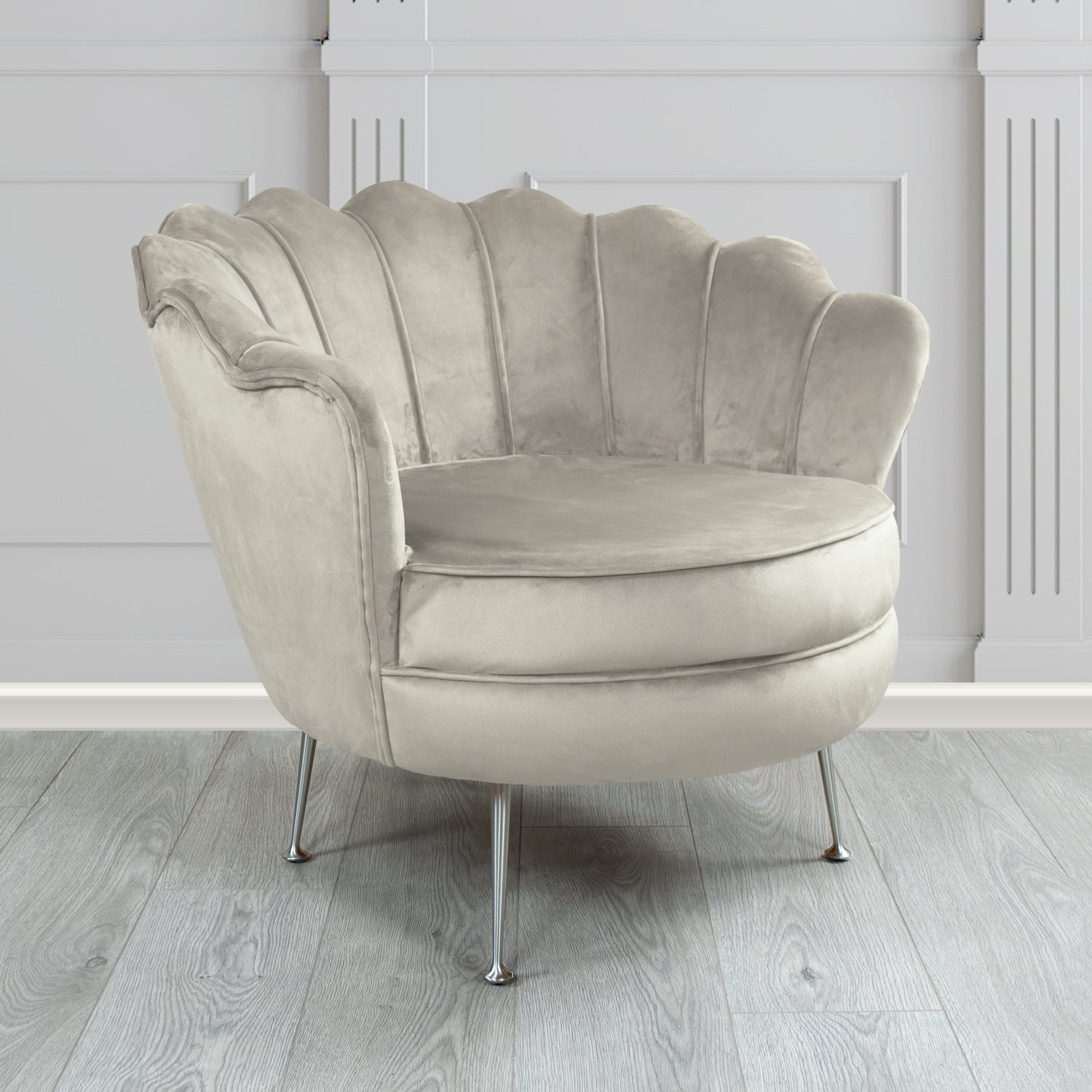Olivia Passione Silver PAS2699 Velvet Fabric Shell Tub Chair (4660120649770)