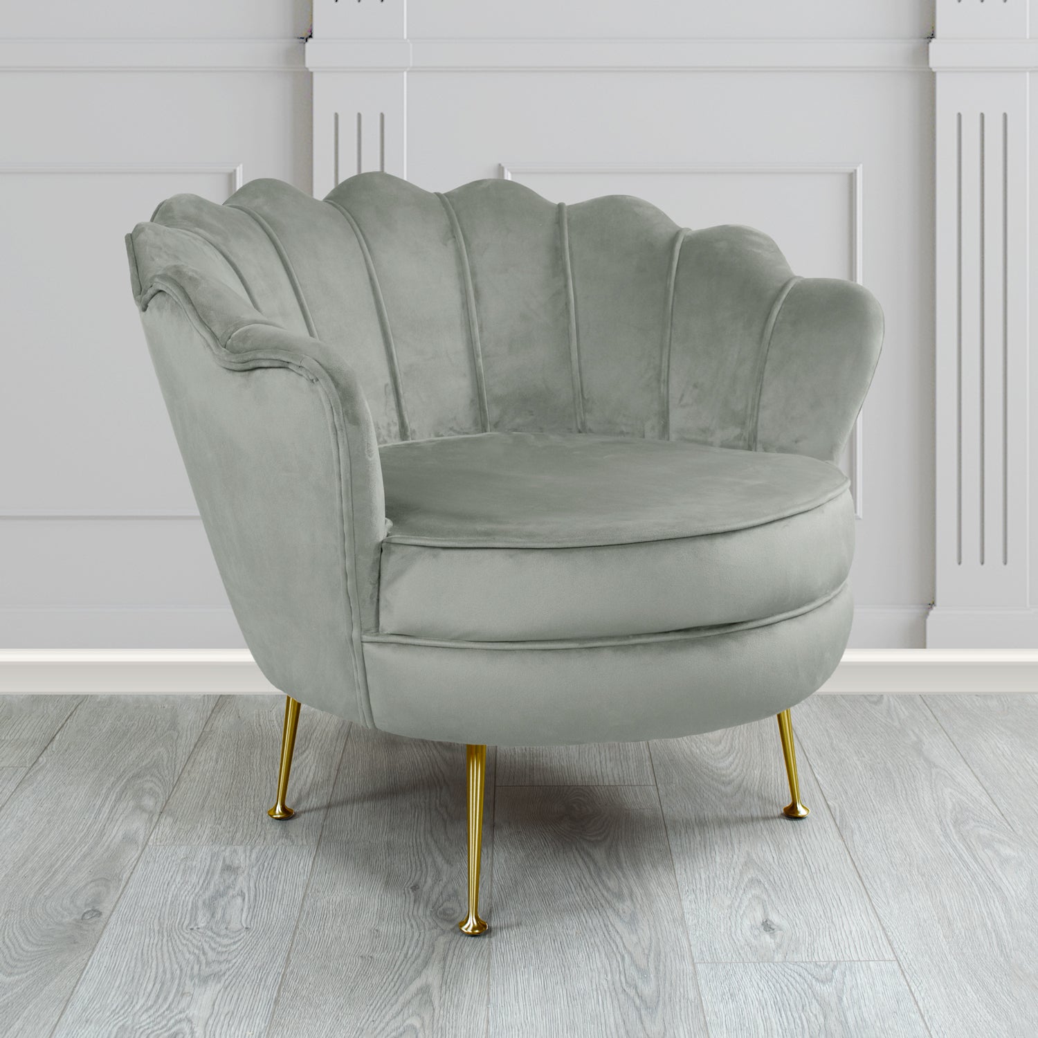 Olivia Passione Slate PAS2730 Velvet Fabric Shell Tub Chair (4660122124330)