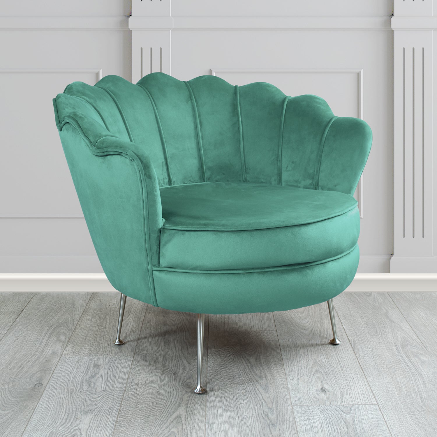 Olivia Passione Teal PAS2717 Velvet Fabric Shell Tub Chair (4660130742314)
