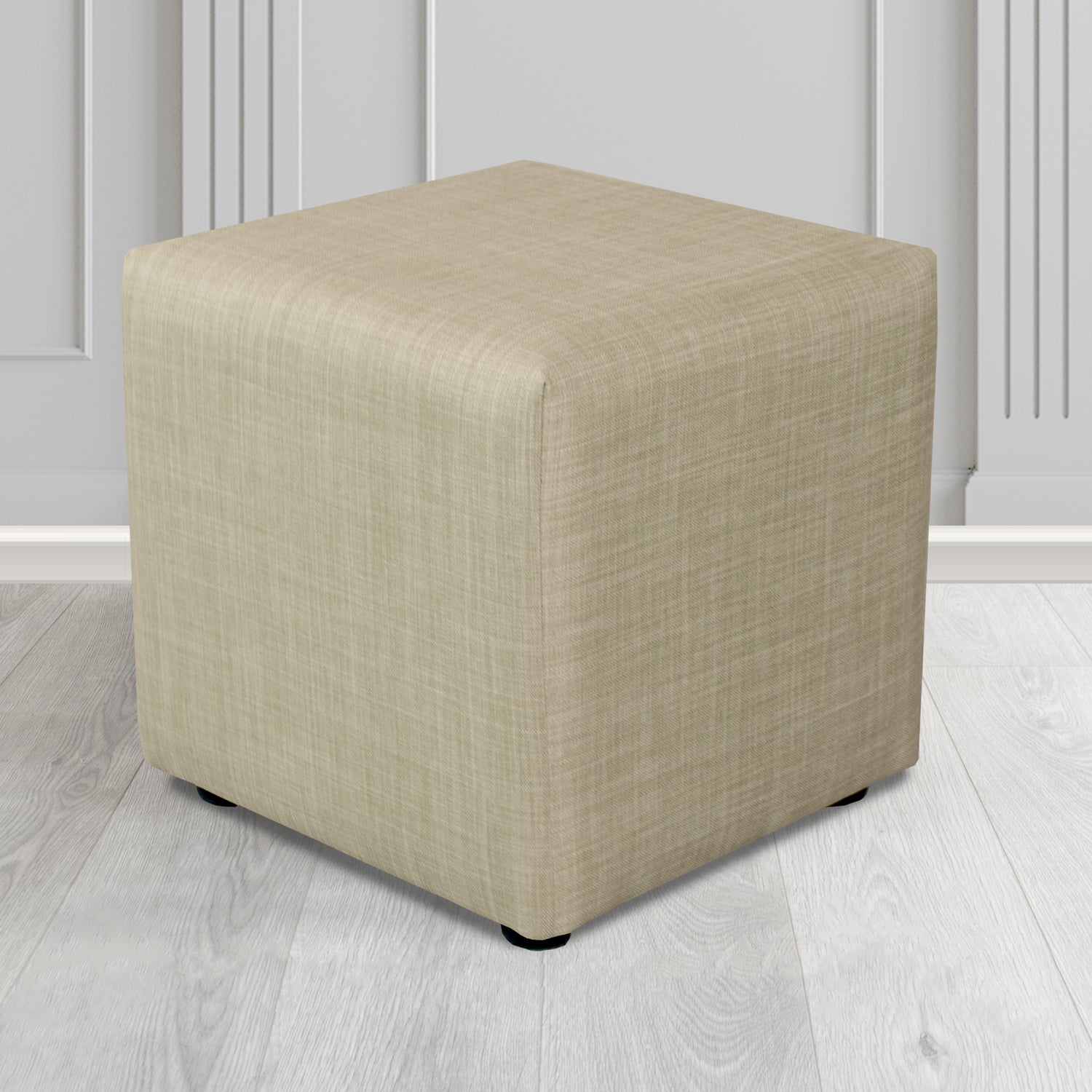 Paris Charles Fudge Plain Linen Fabric Cube Footstool