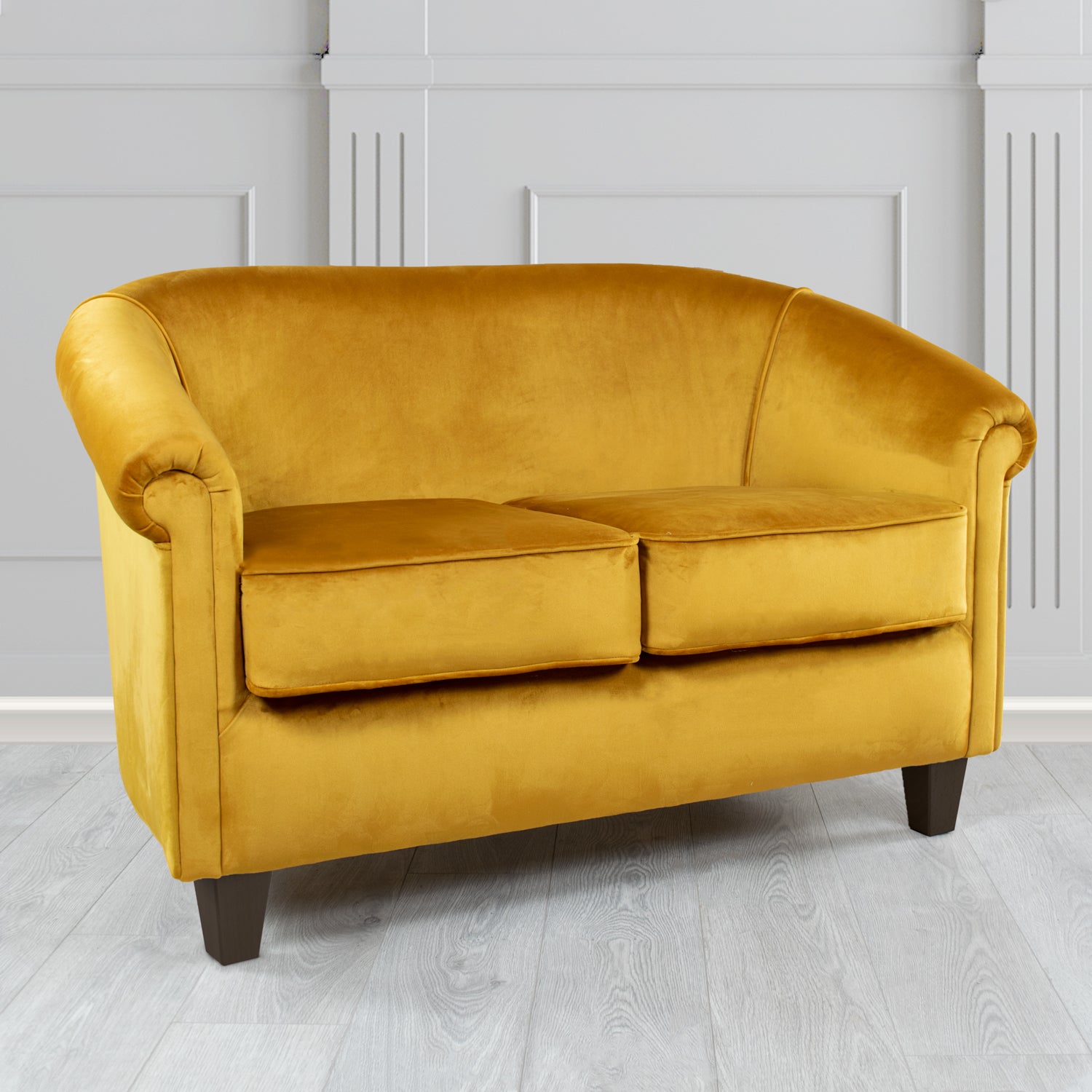 Siena Monaco Gold Plush Velvet Fabric 2 Seater Tub Sofa (6621935599658)