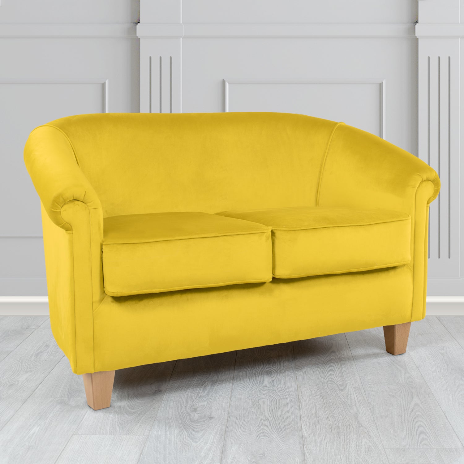 Siena Monaco Lemon Plush Velvet Fabric 2 Seater Tub Sofa (6621950705706)
