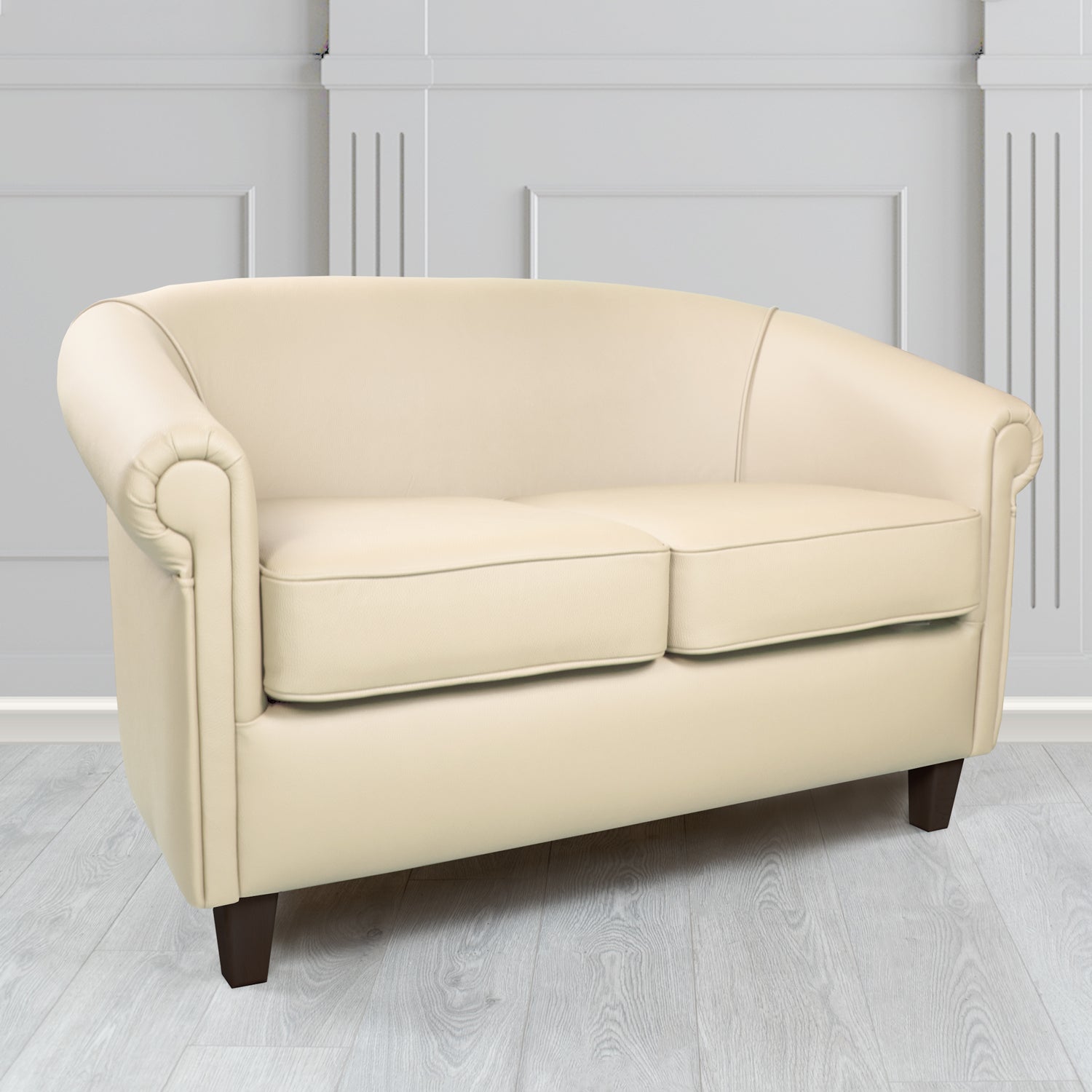 Siena Crib 5 Shelly Almond Genuine Leather 2 Seater Tub Sofa - The Tub Chair Shop