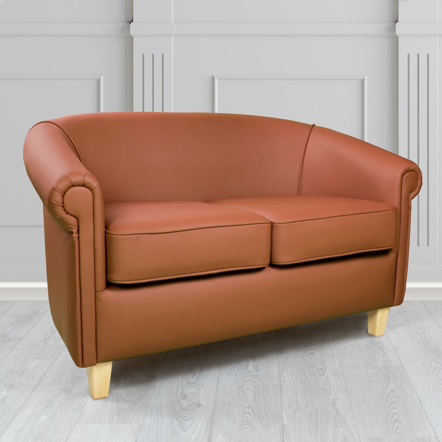 Siena Crib 5 Shelly Castagna Genuine Leather 2 Seater Tub Sofa - The Tub Chair Shop
